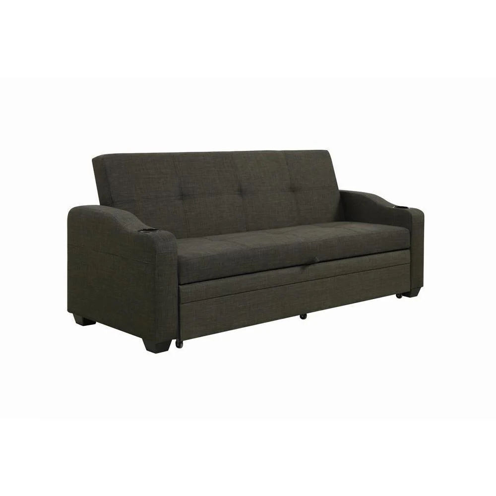 Miller - Upholstered Sleeper Sofa Bed With Cup Holders - Black - Image 2
