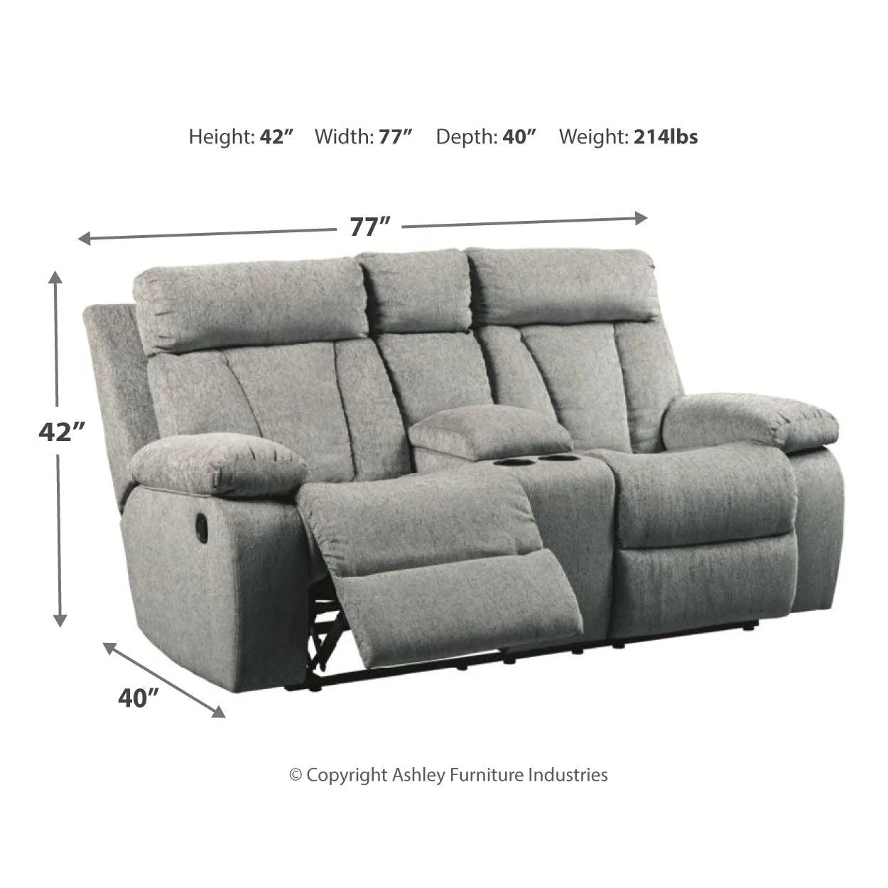 Mitchiner - Fog - Dbl Rec Loveseat W/console - Image 15