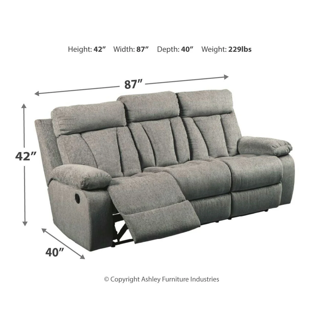 Mitchiner - Fog - Rec Sofa W/drop Down Table - Image 16