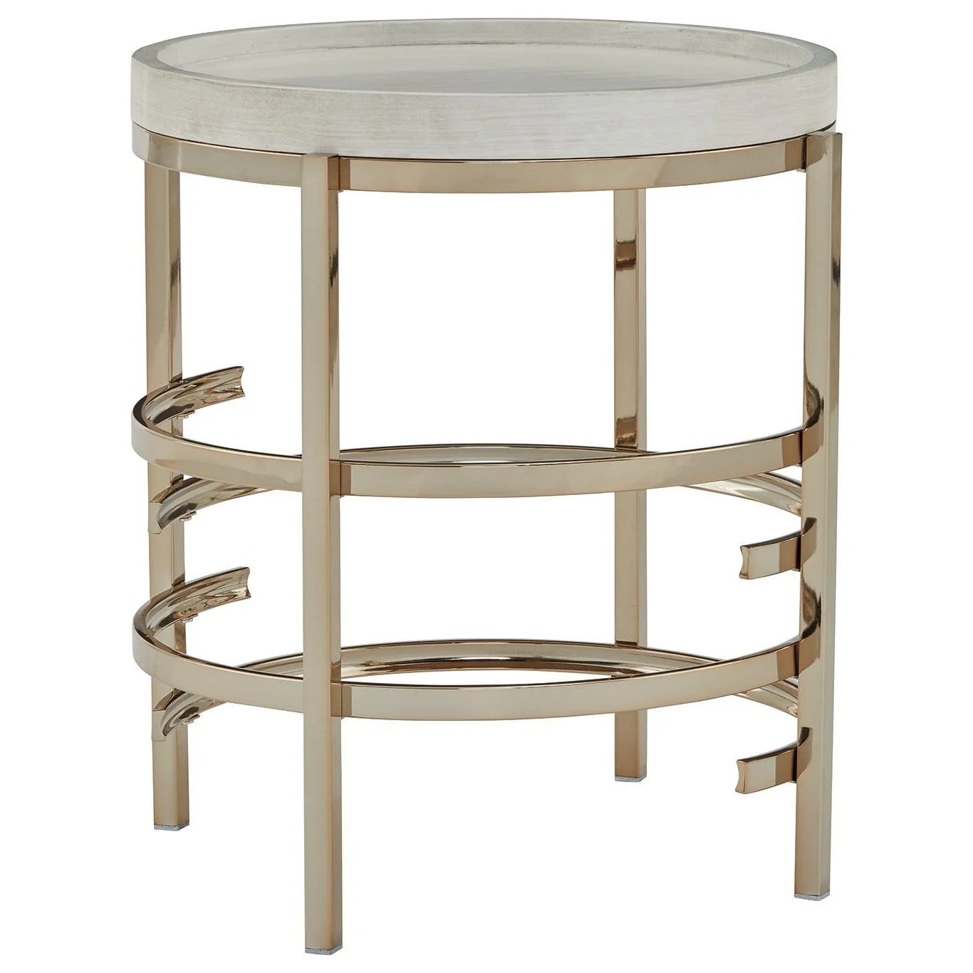 Montiflyn - White/gold Finish - Round End Table
