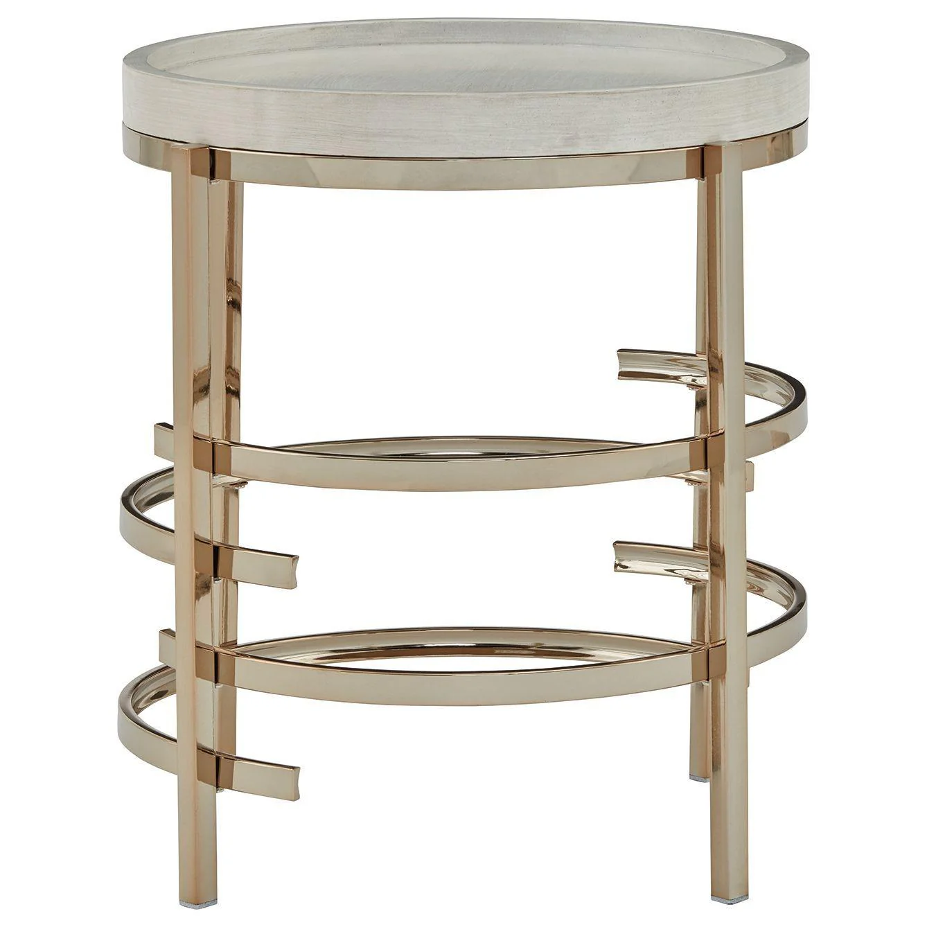Montiflyn - White/gold Finish - Round End Table - Image 4