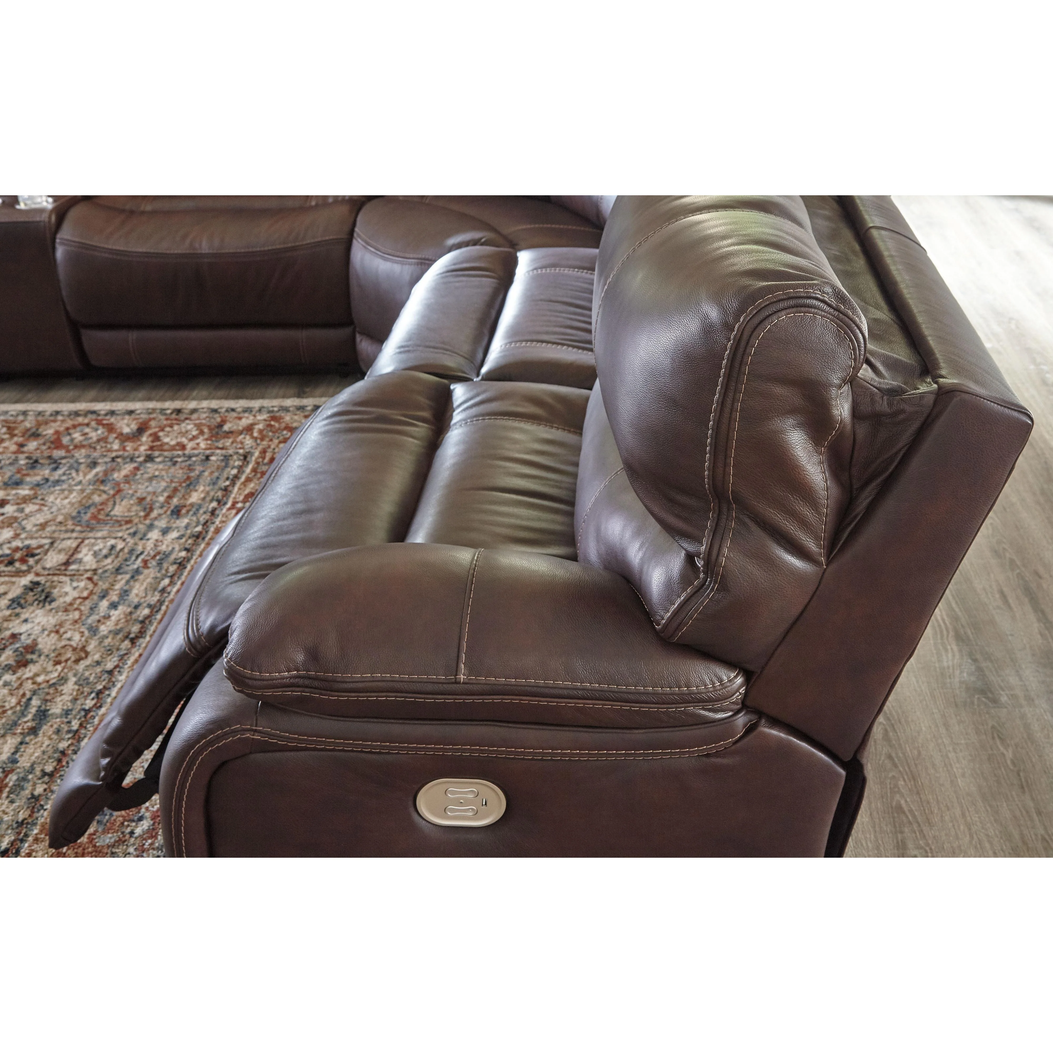 Muirfield - Mahogany - Left Arm Facing Power Loveseat 3 Pc Sectional - Image 4