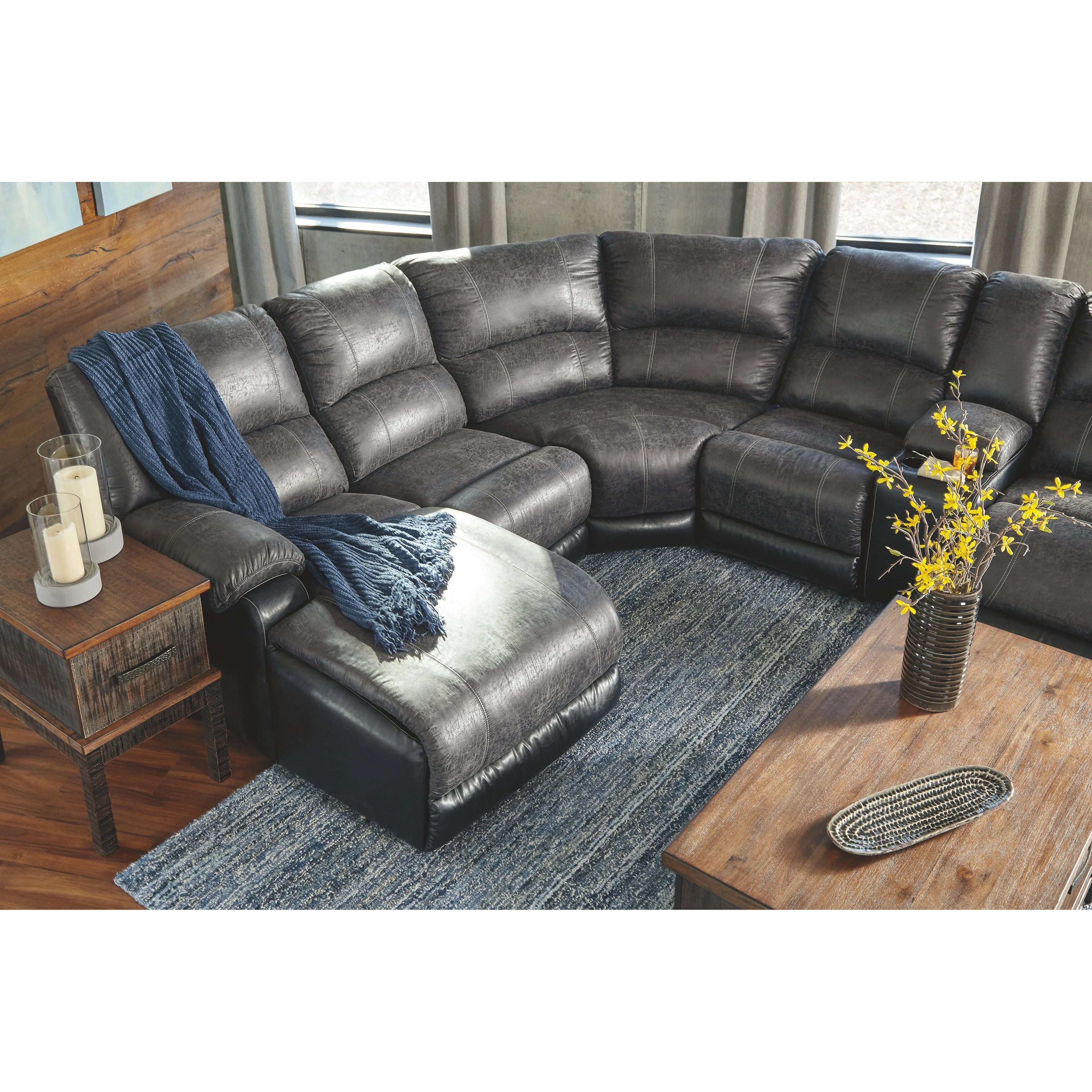 Nantahala - Slate - Left Arm Facing Chaise 6 Pc Sectional - Image 2
