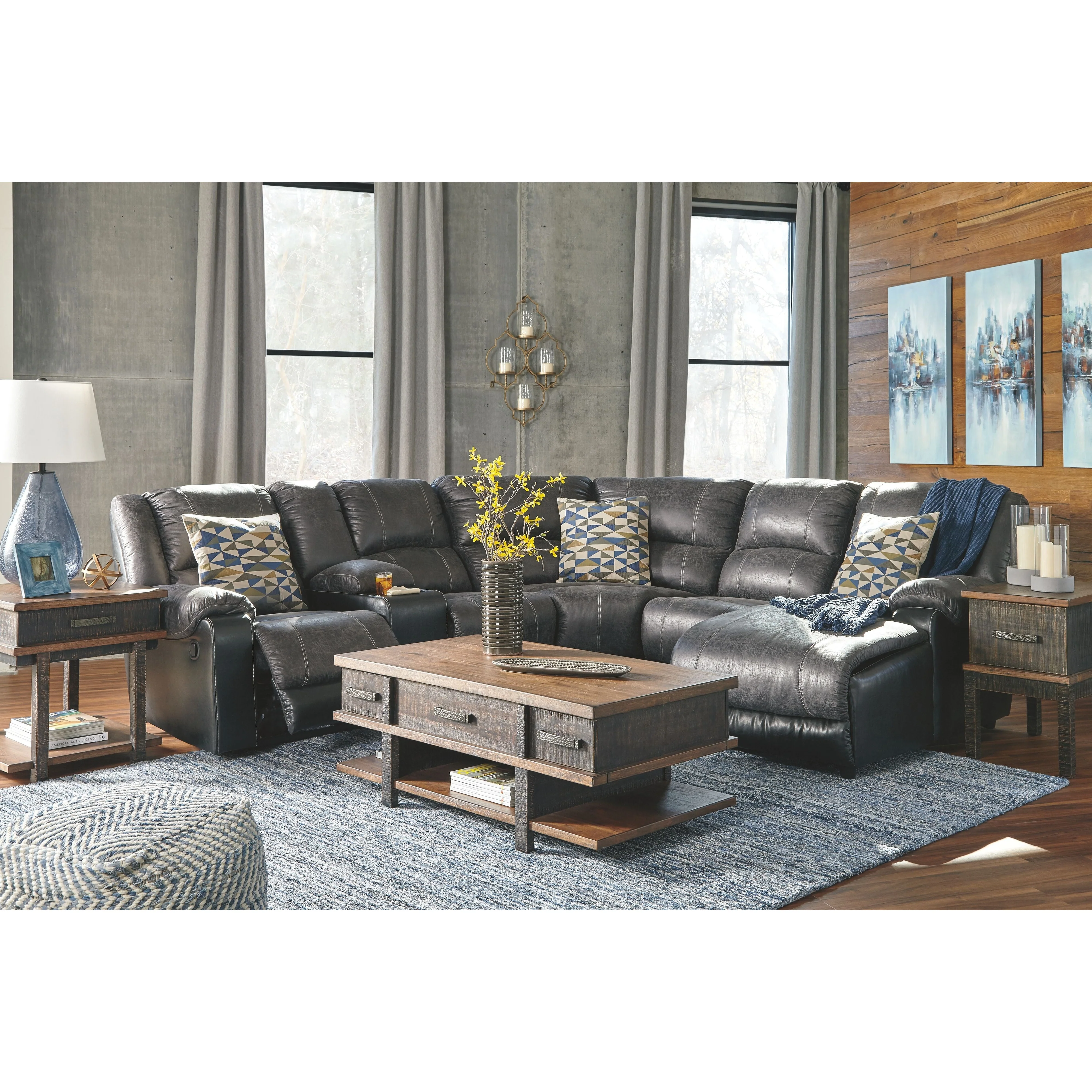 Nantahala - Slate - Left Arm Facing Recliner 6 Pc Sectional - Image 2