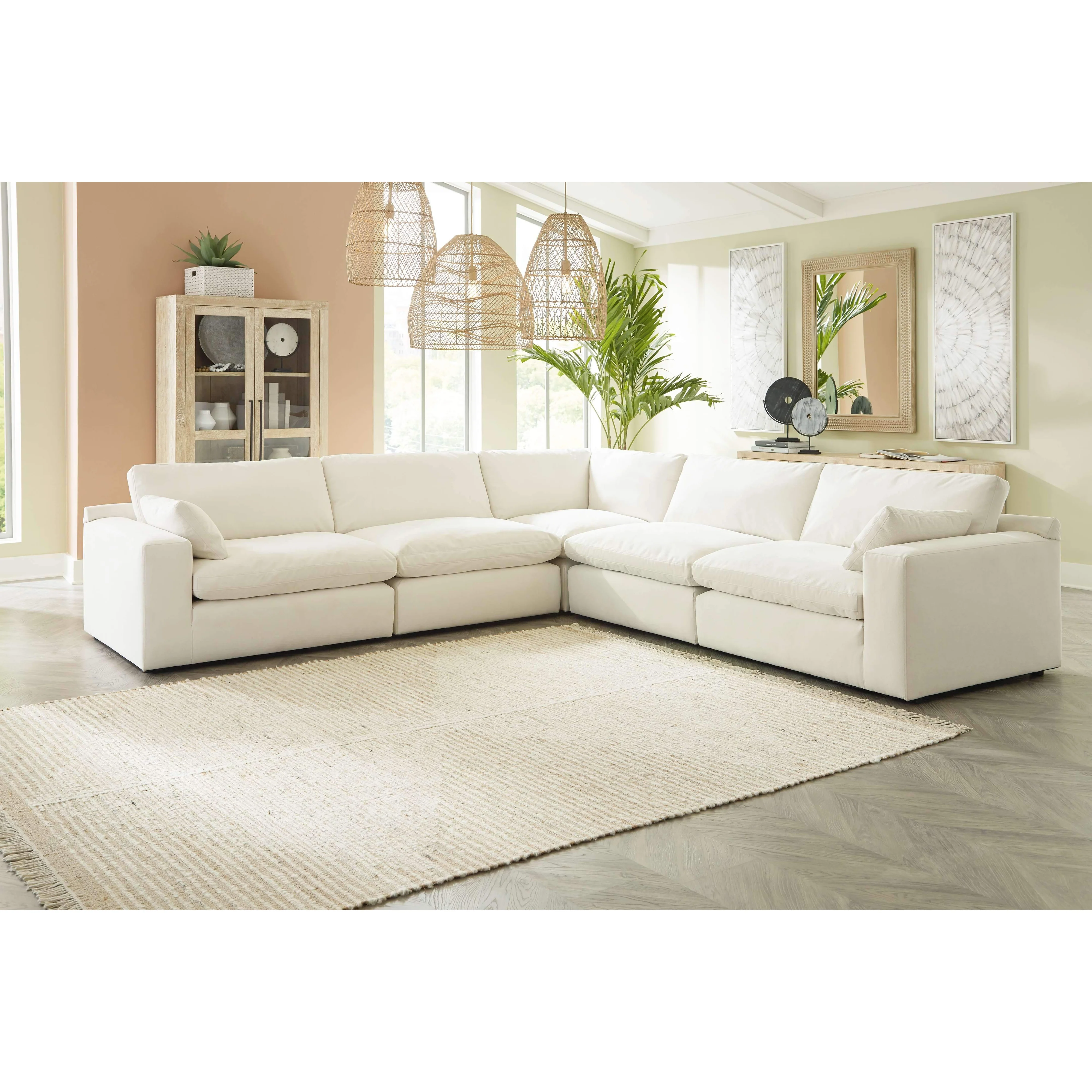 Next-gen Gaucho - Pearl Silver - Left Arm Facing Corner Chair 5 Pc Sectional