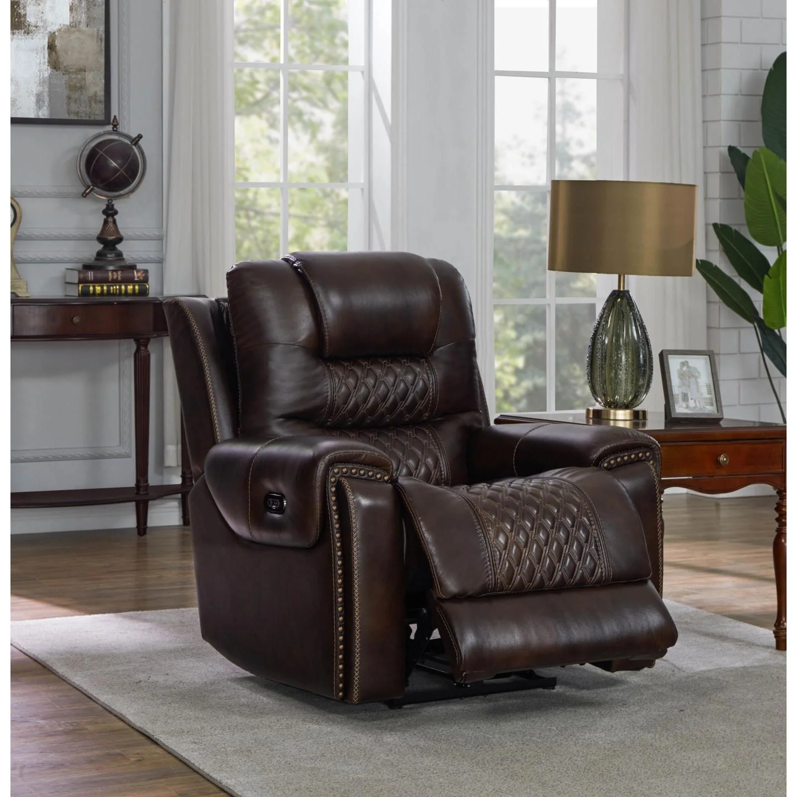 North - Cushion Back Power^2 Glider Recliner - Brown - Image 2