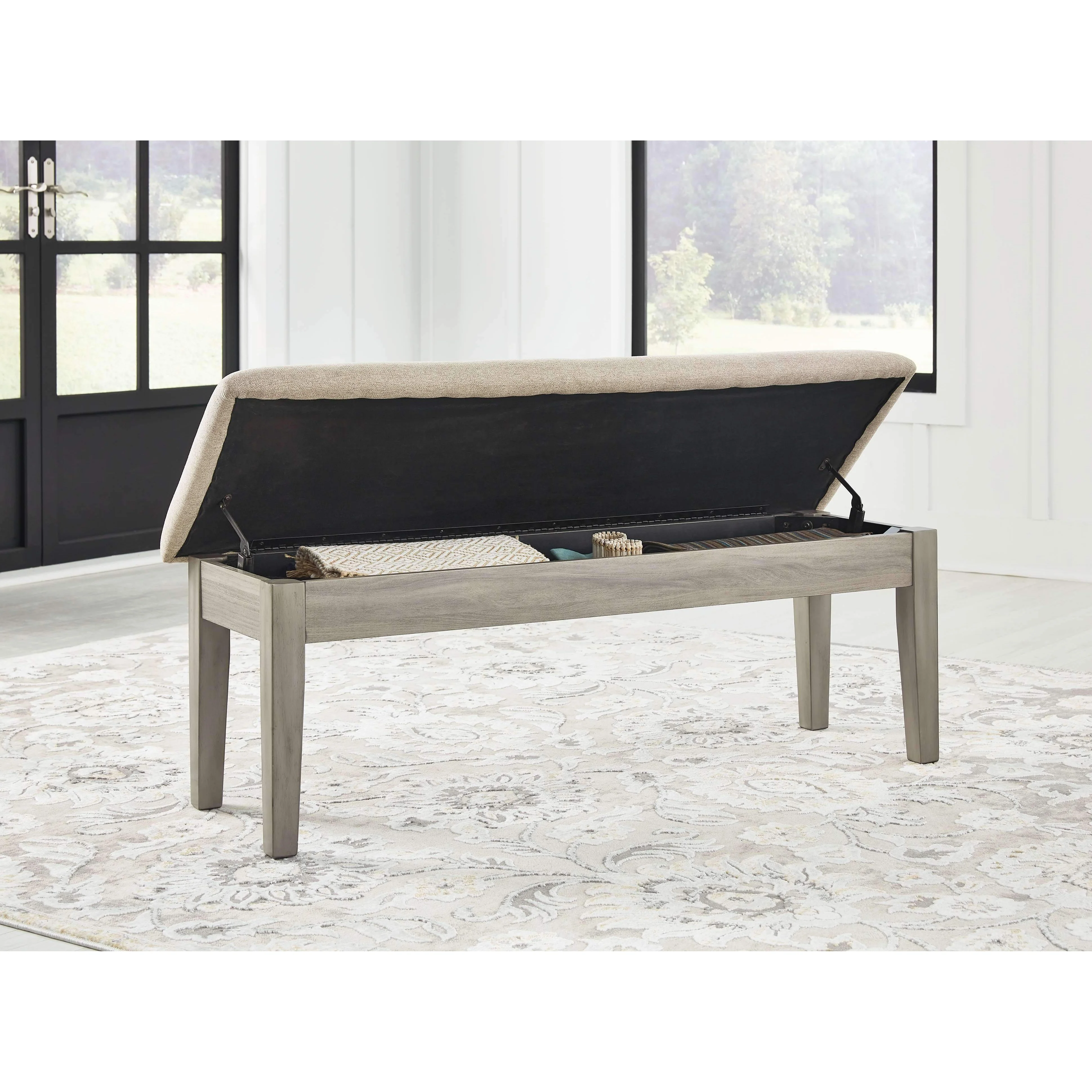 Parellen - Beige/gray - Upholstered Storage Bench - Image 6