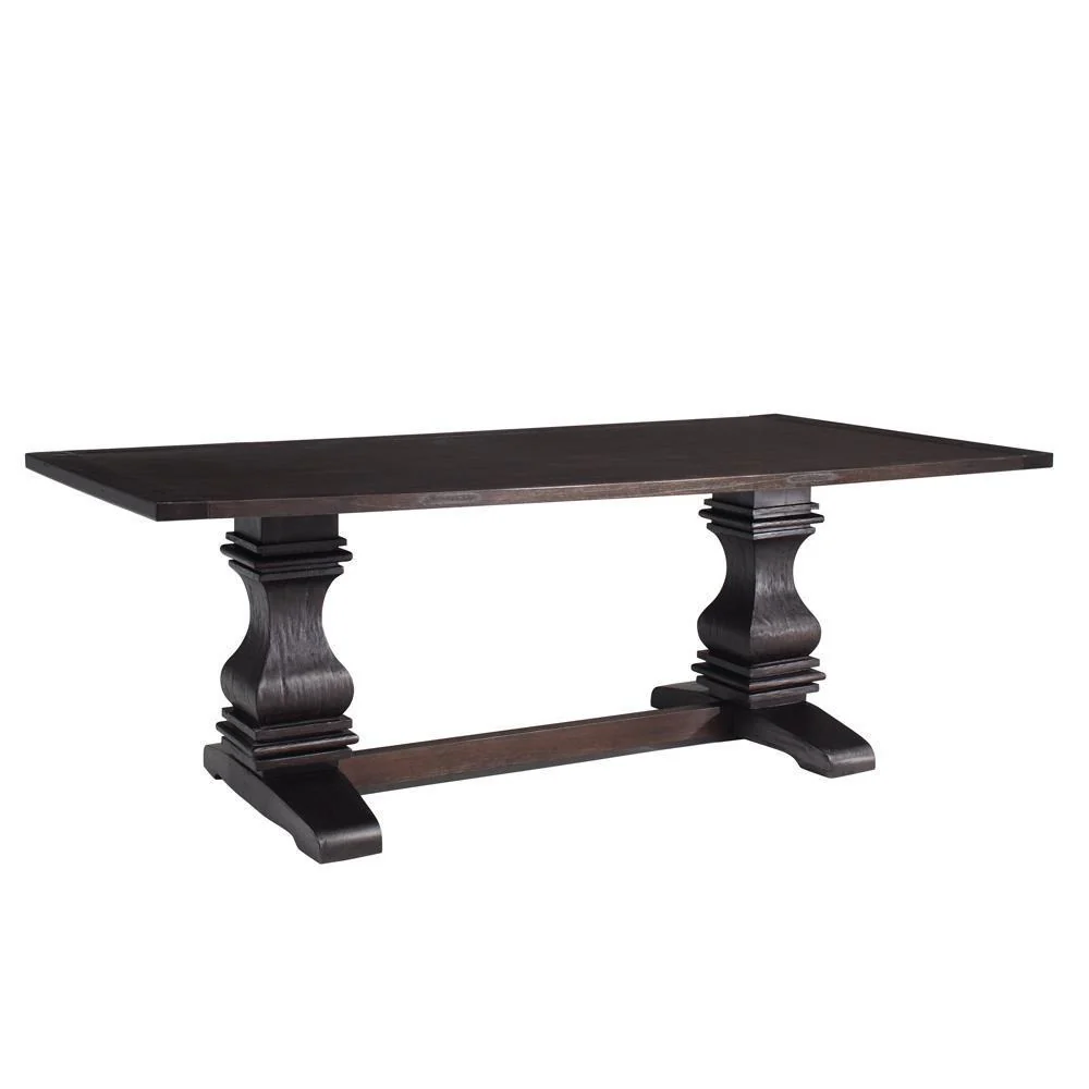 Parkins Double Pedestals Dining Table Rustic - Brown - Image 2