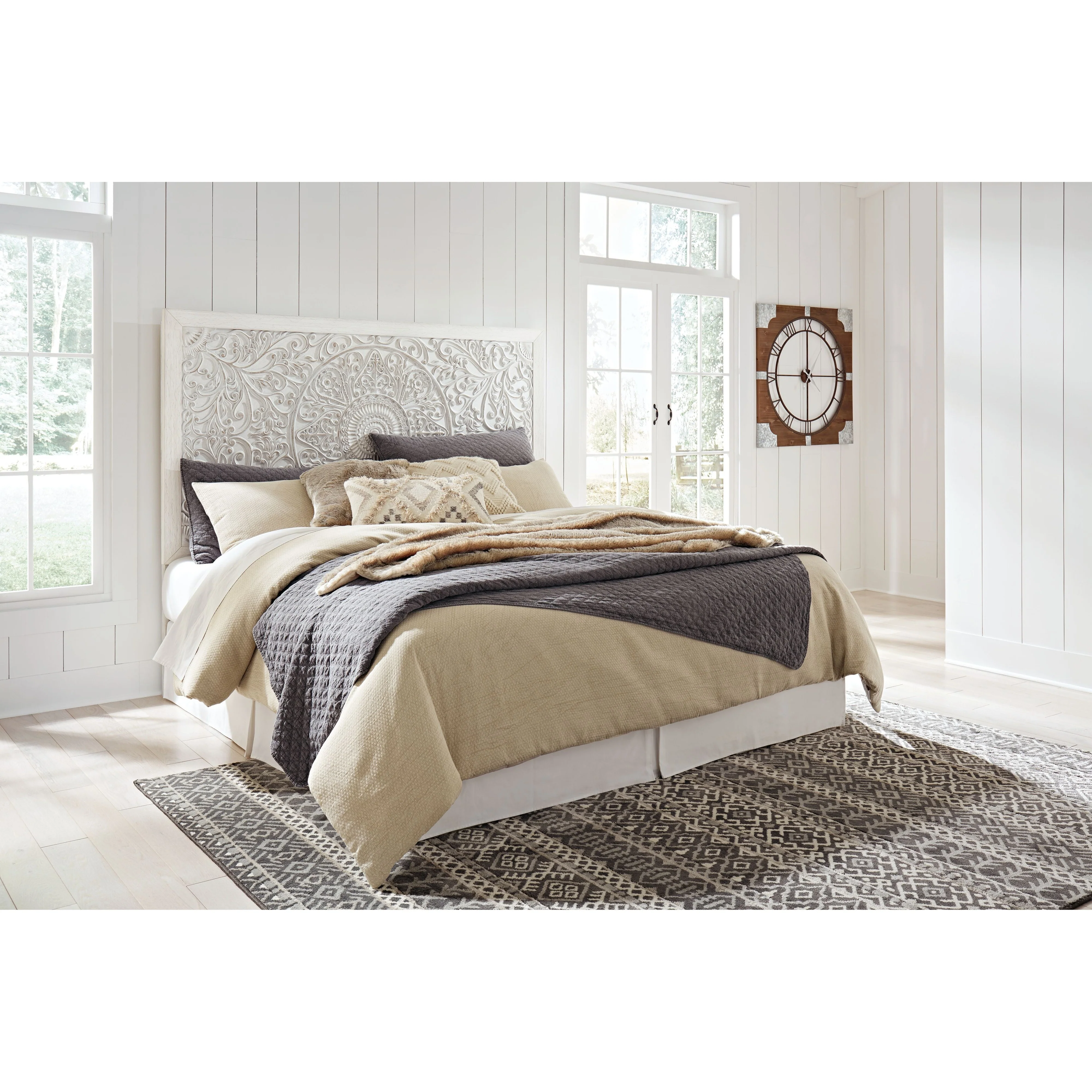 Paxberry - Whitewash - King Panel Headboard - Image 2