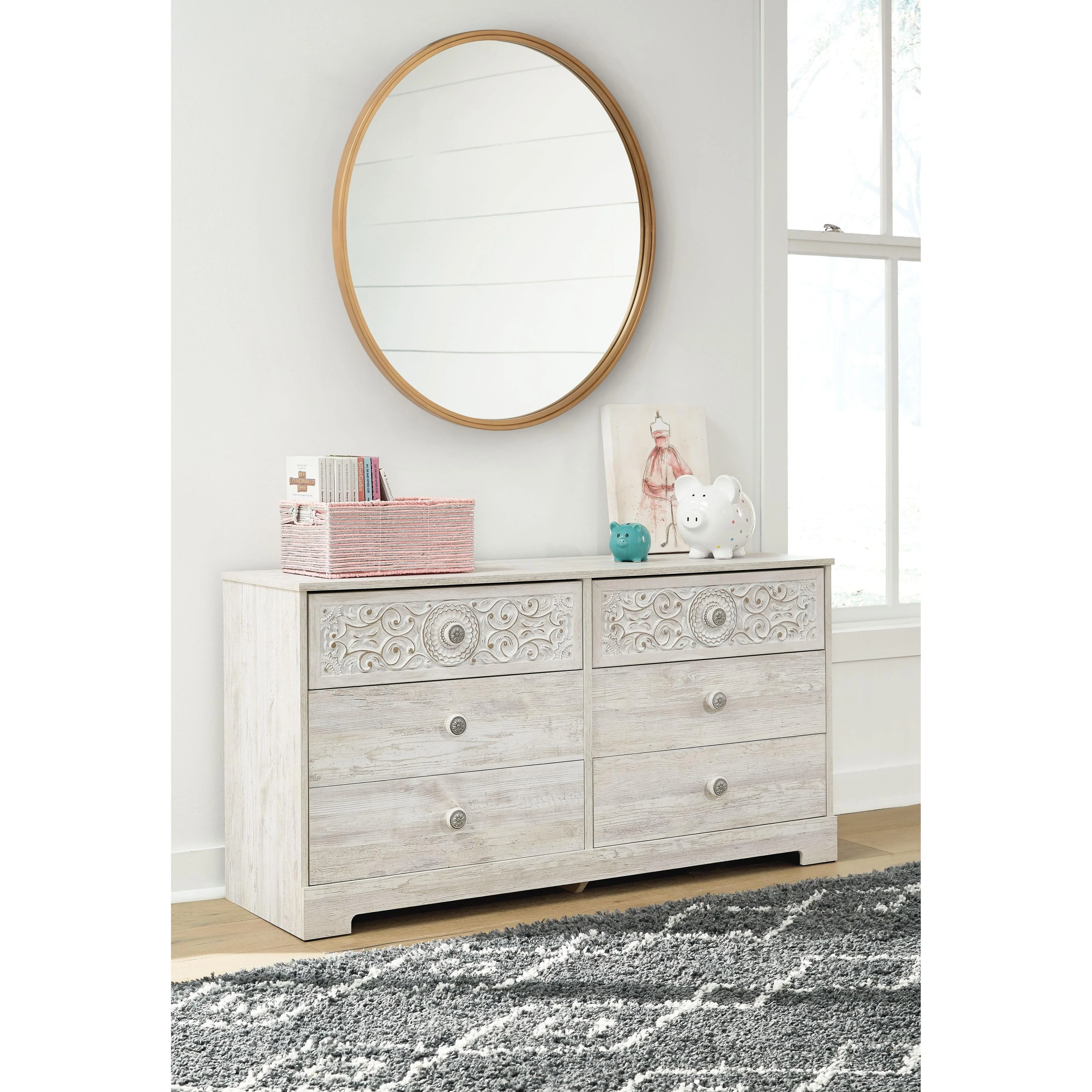 Paxberry - Whitewash - Six Drawer Dresser - Weatherworn - Image 12