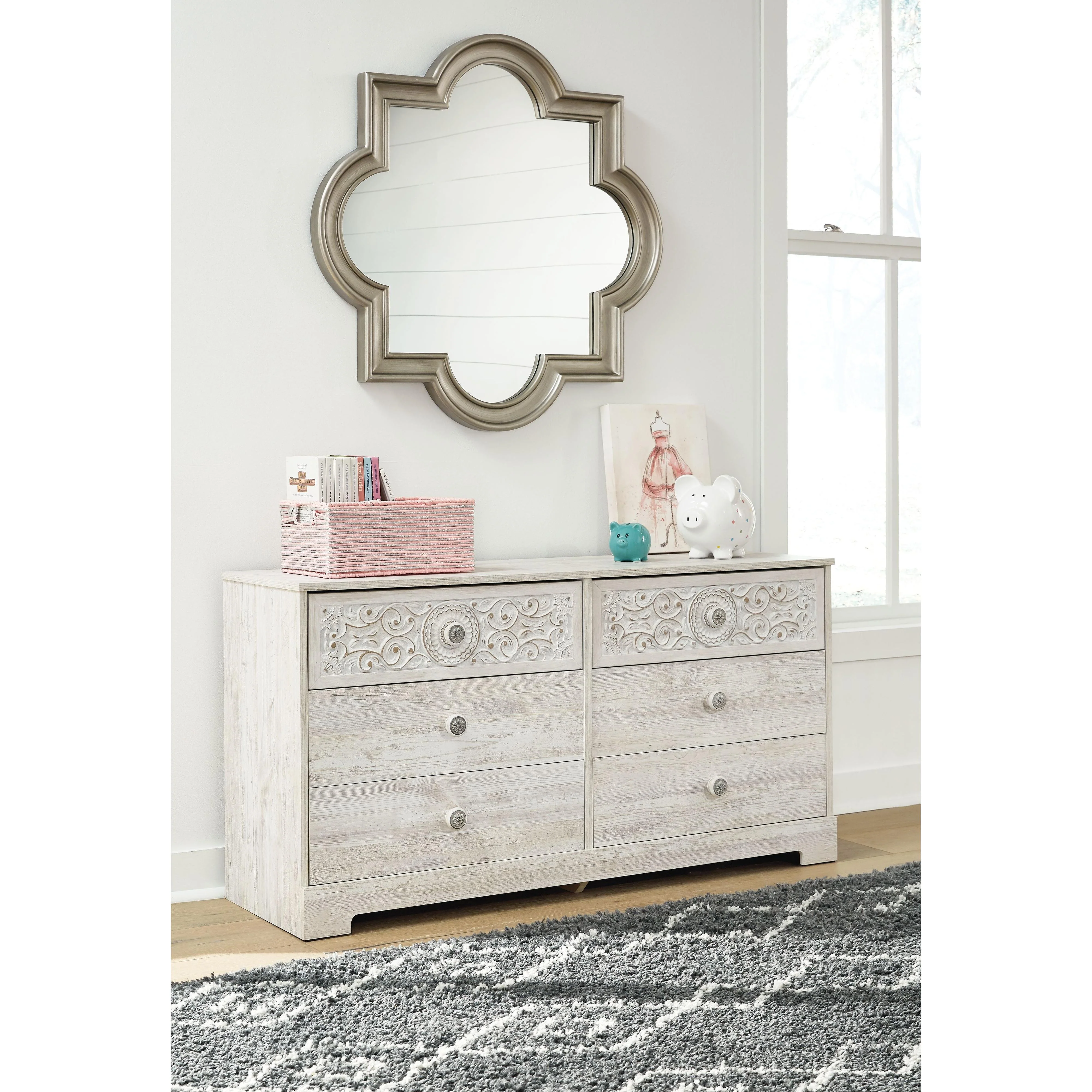Paxberry - Whitewash - Six Drawer Dresser - Weatherworn - Image 2