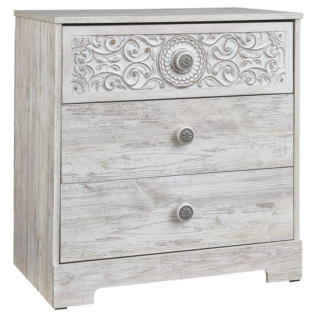 Paxberry - Whitewash - Three Drawer Chest - Medallion Drawer Pulls - Image 2