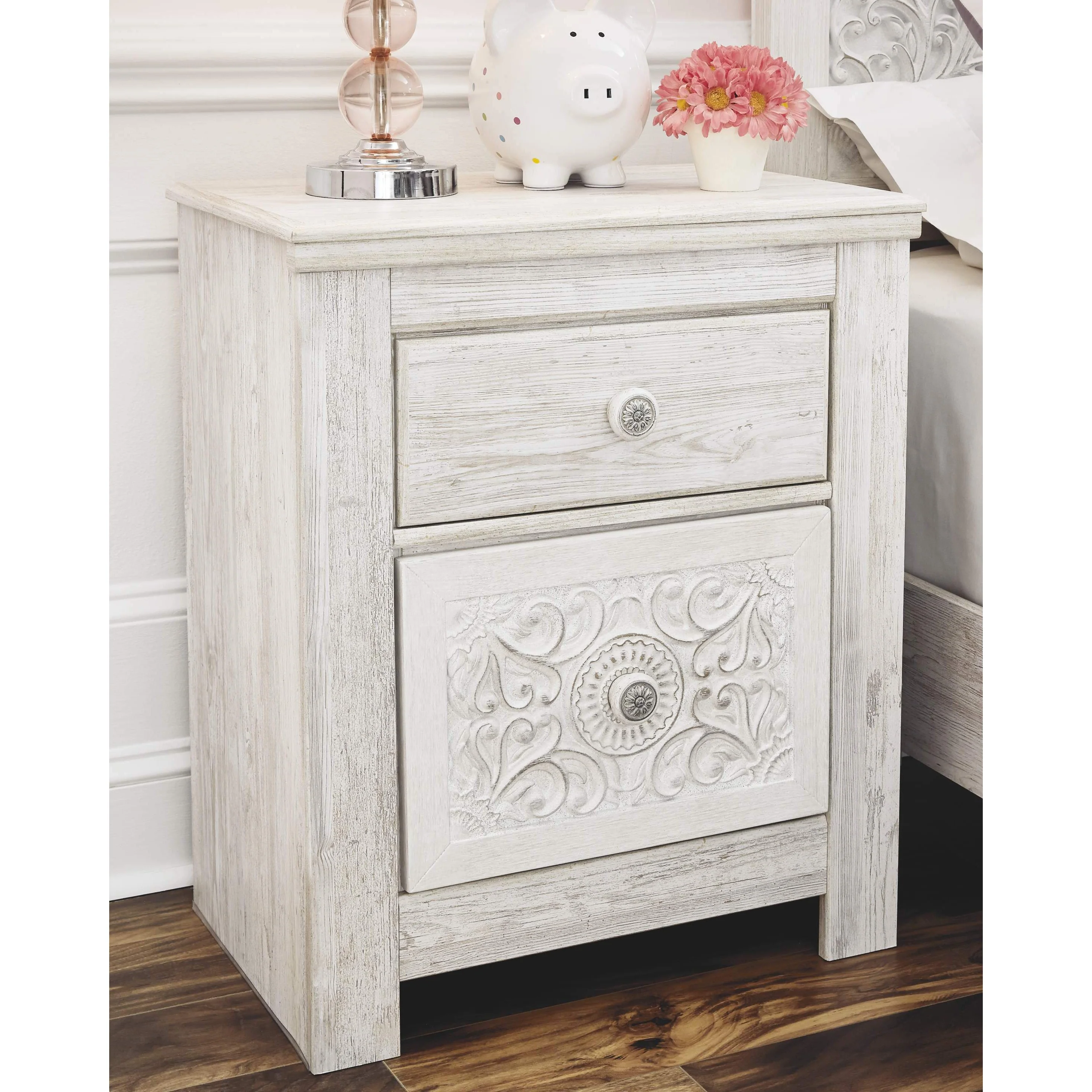 Paxberry - Whitewash - Two Drawer Night Stand - Image 2