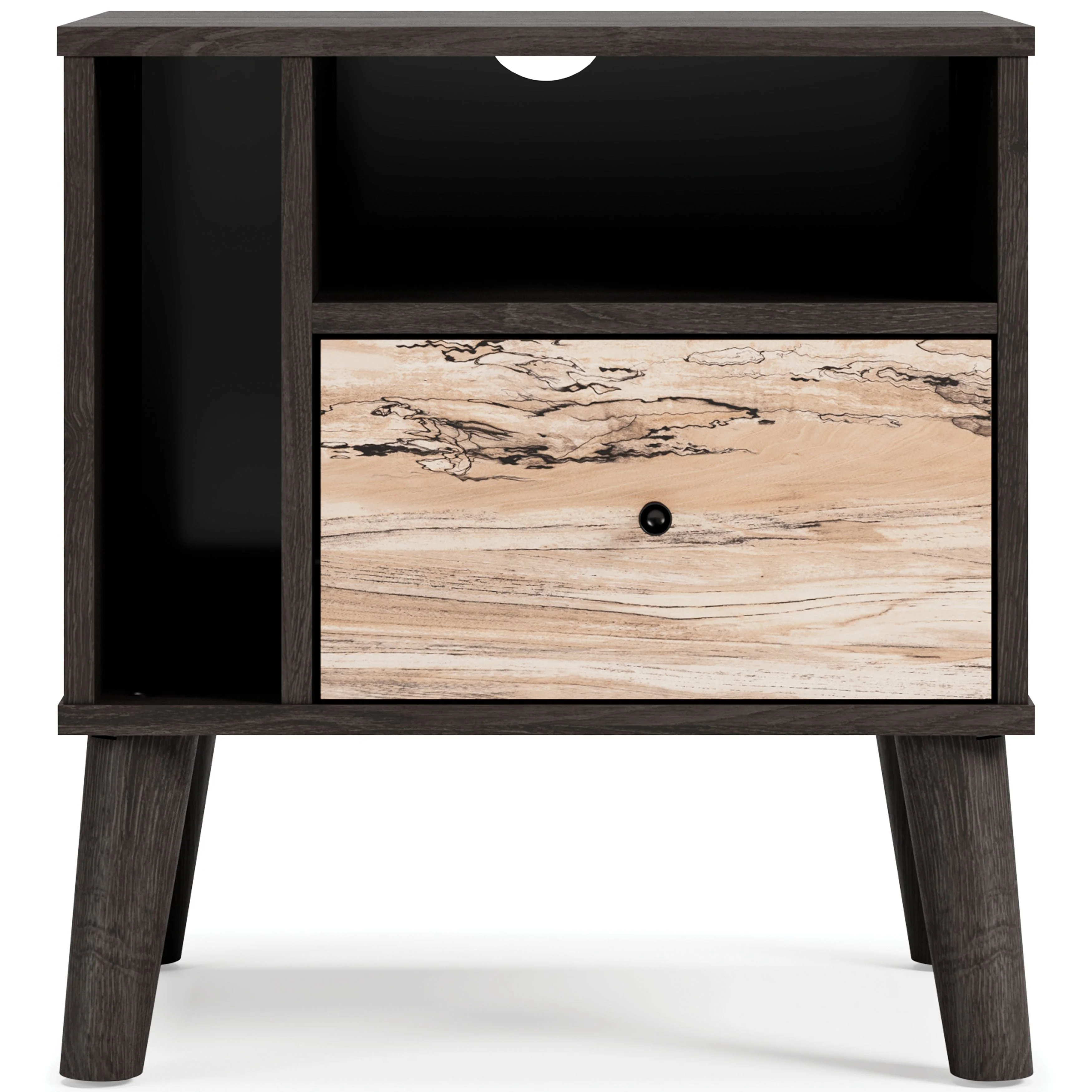 Piperton - Brown / Black - One Drawer Night Stand - Vinyl-wrapped - Image 5