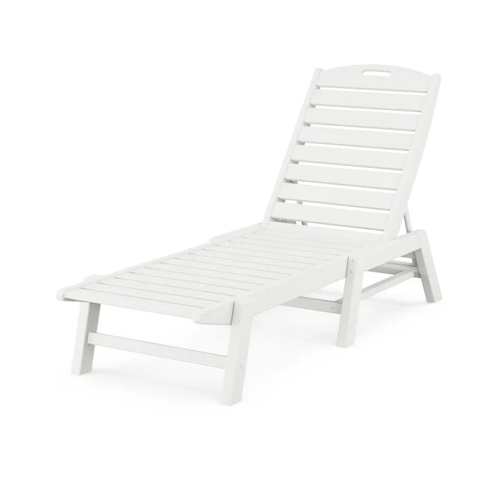 Polywood Nautical Chaise Lounge Chair in Vintage White