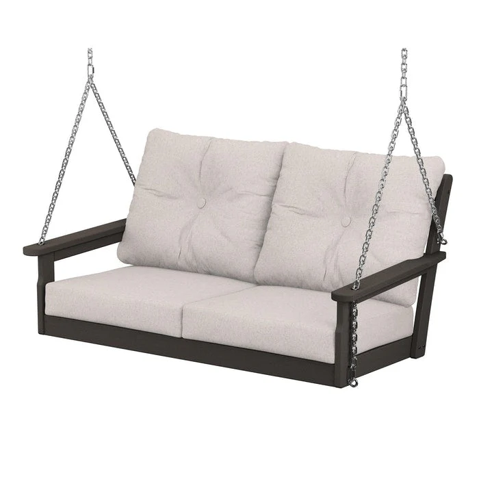 Polywood Vineyard Deep Seating Swing with Cushions in Vintage Coffee