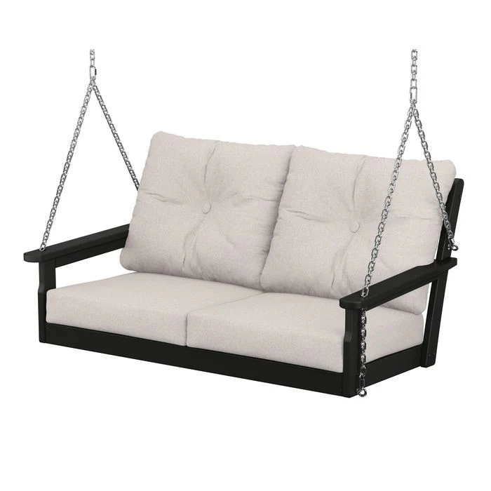 Polywood Vineyard Deep Seating Swing in Black