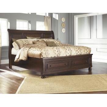 Ashley Porter Sleigh Bed w/2 Storage Drawers in Queen-Rustic Brown - Image 3