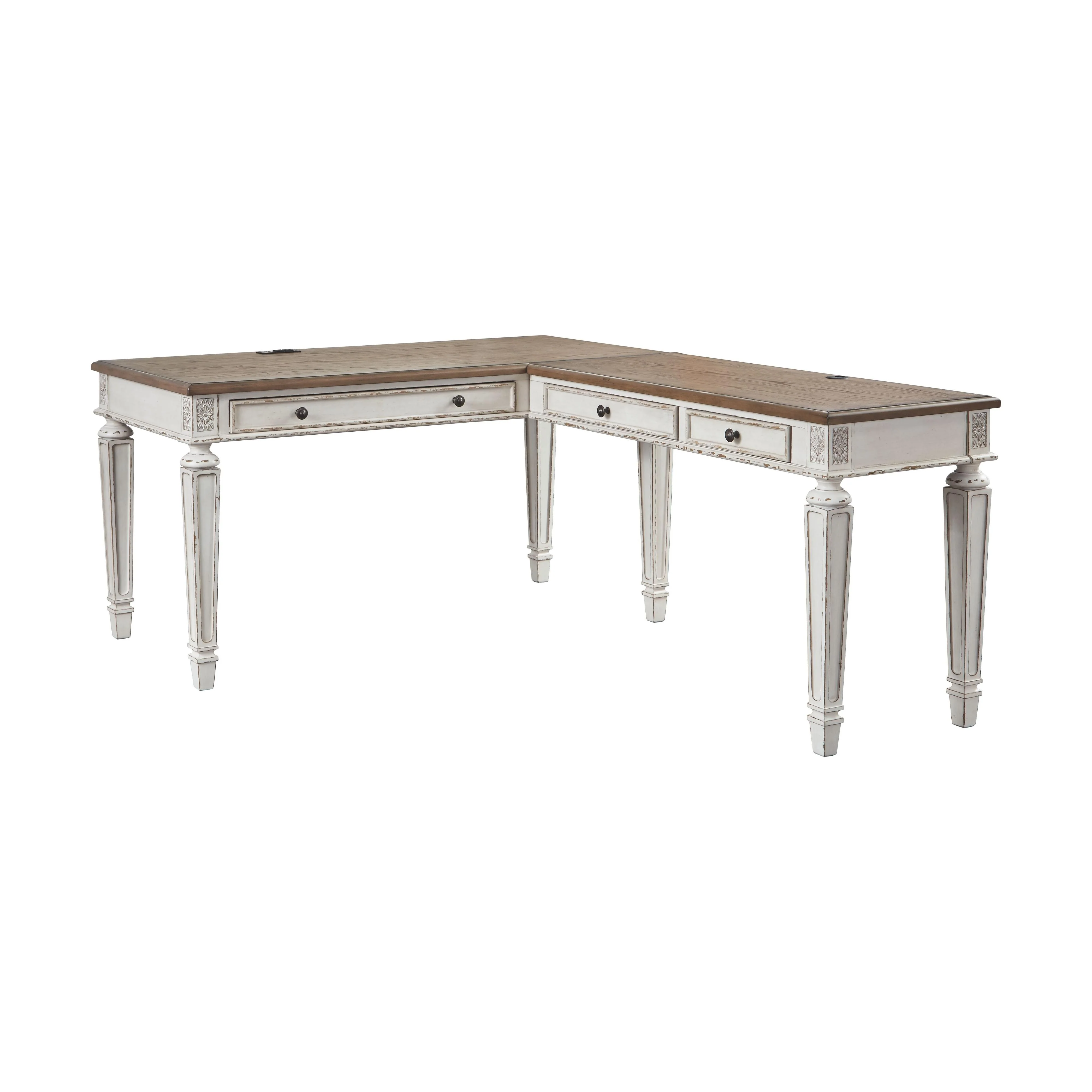 Realyn - White/brown - Home Office L Shaped Desk