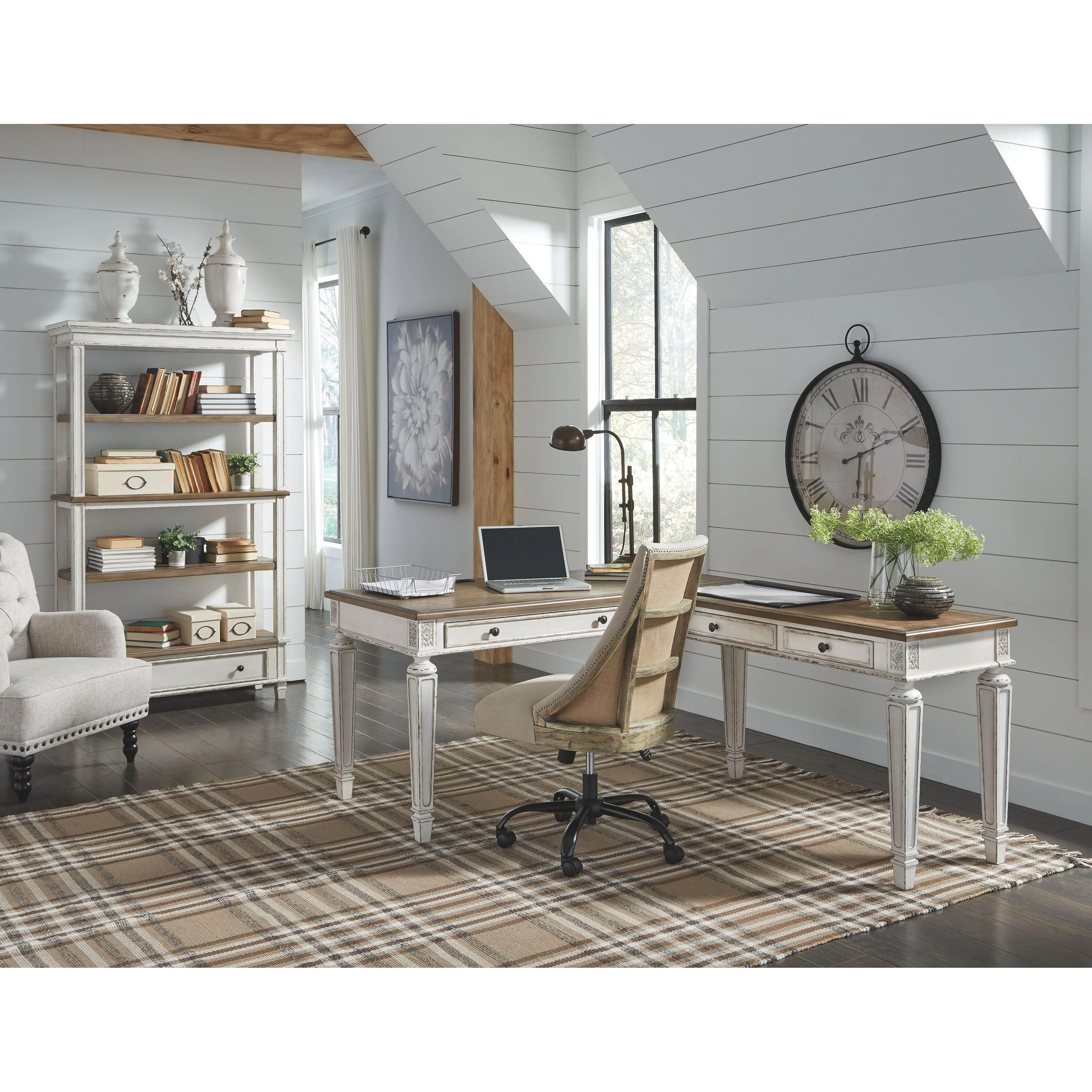 Realyn - White/brown - Home Office L Shaped Desk - Image 2
