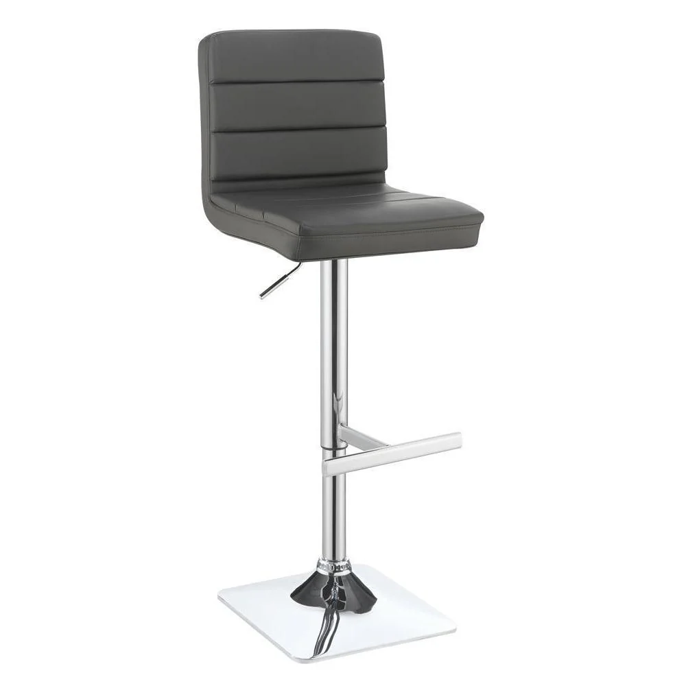 Rec Room/ Bar Tables: Chrome/glass - Adjustable Bar Stool - Grey - Image 2