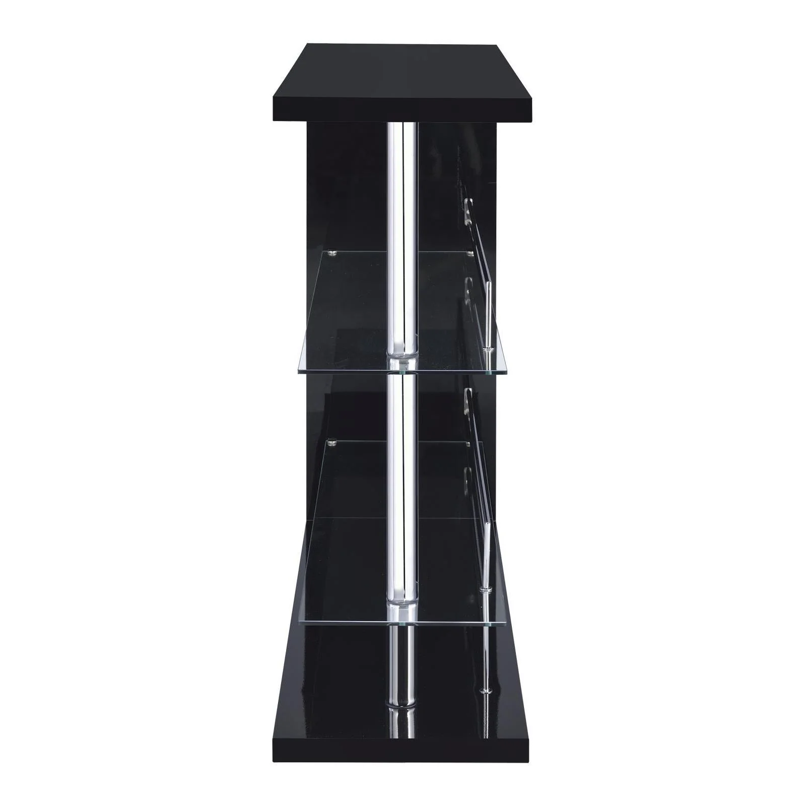 Rectangular 2-shelf Bar Unit Glossy - Black - Image 15