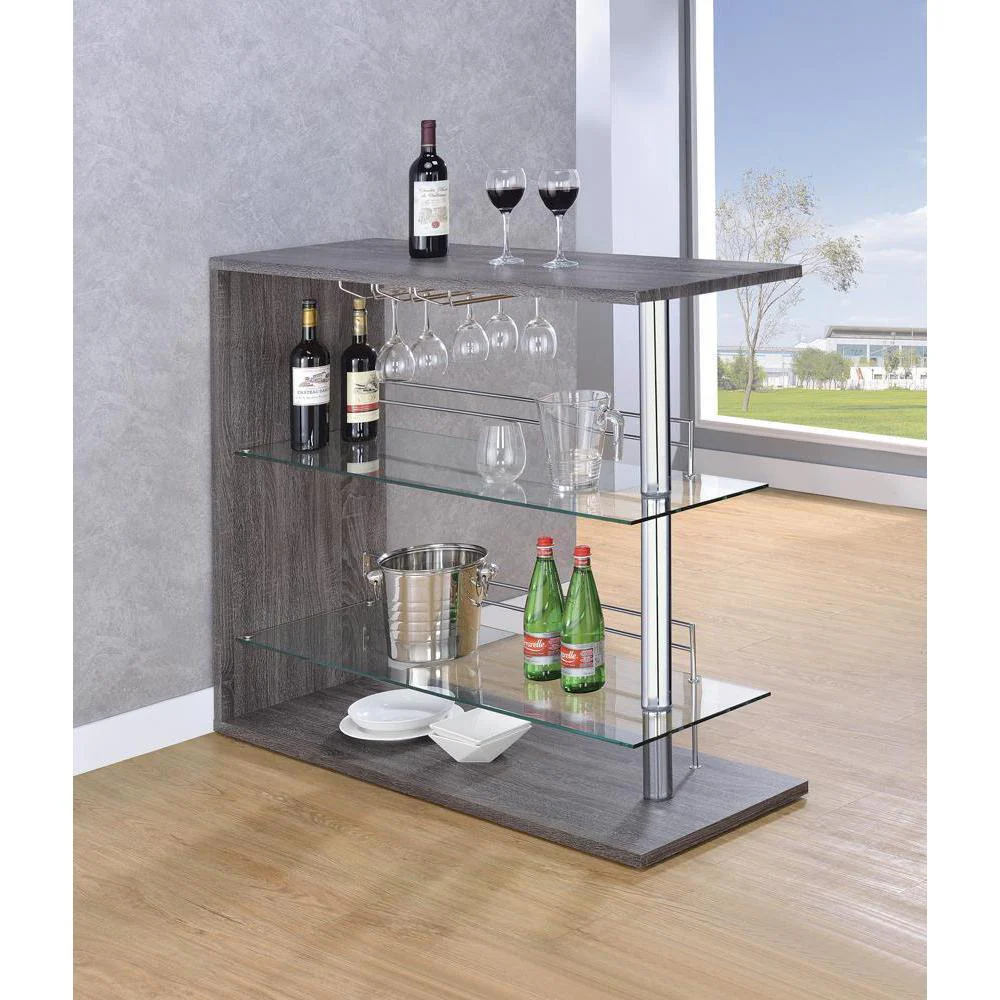 Rectangular 2-shelf Bar Unit - Grey - Image 4