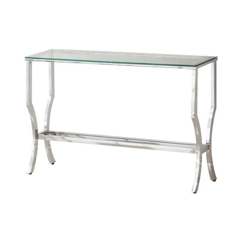 Rectangular Sofa Table With Mirrored Shelf - Pearl Silver - Image 3