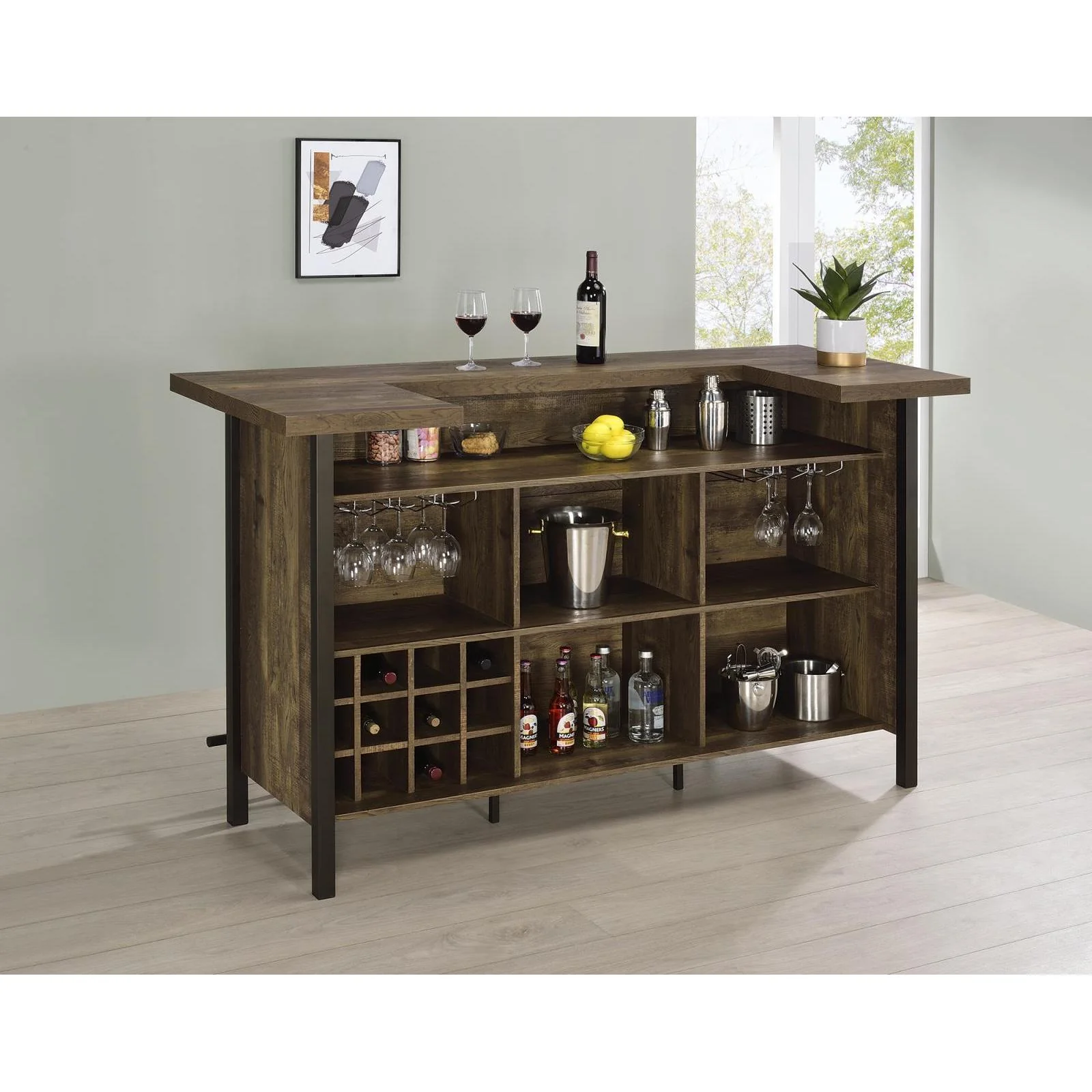 Rectangular Storage Bar Unit - Brown - Image 2
