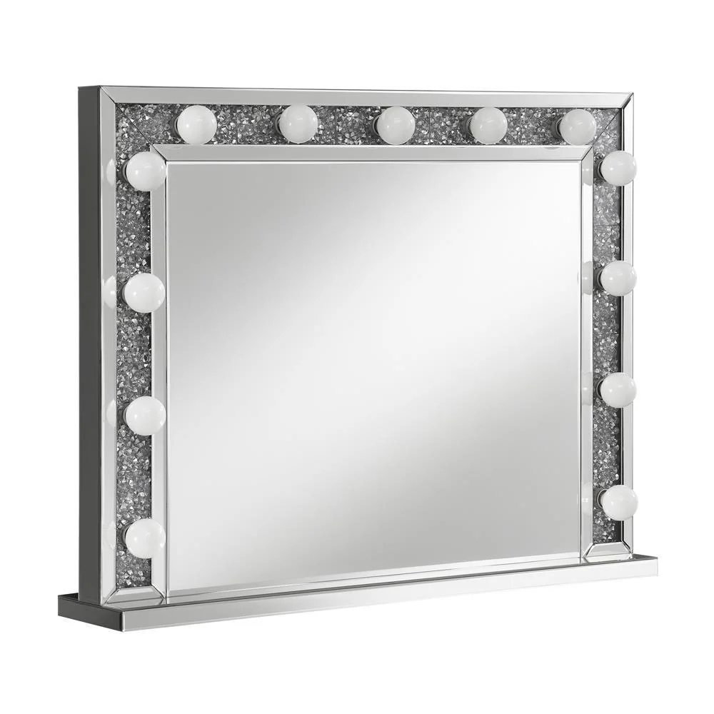Rectangular Table Mirror With Lighting - Pearl Silver - Image 2