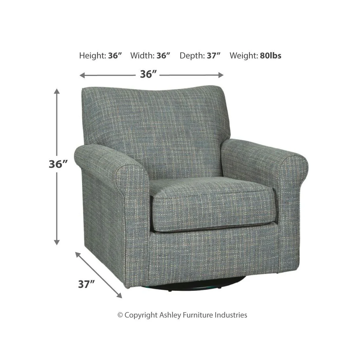 Renley - Ash - Swivel Glider Accent Chair - Image 17