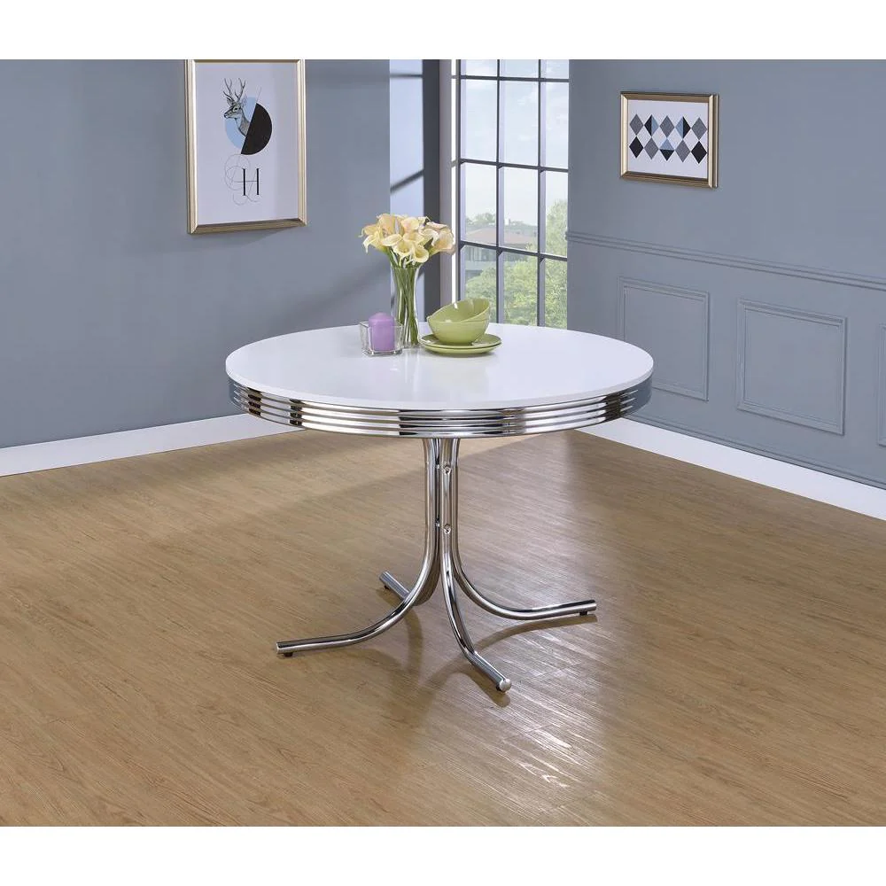 Retro Round Dining Table - White