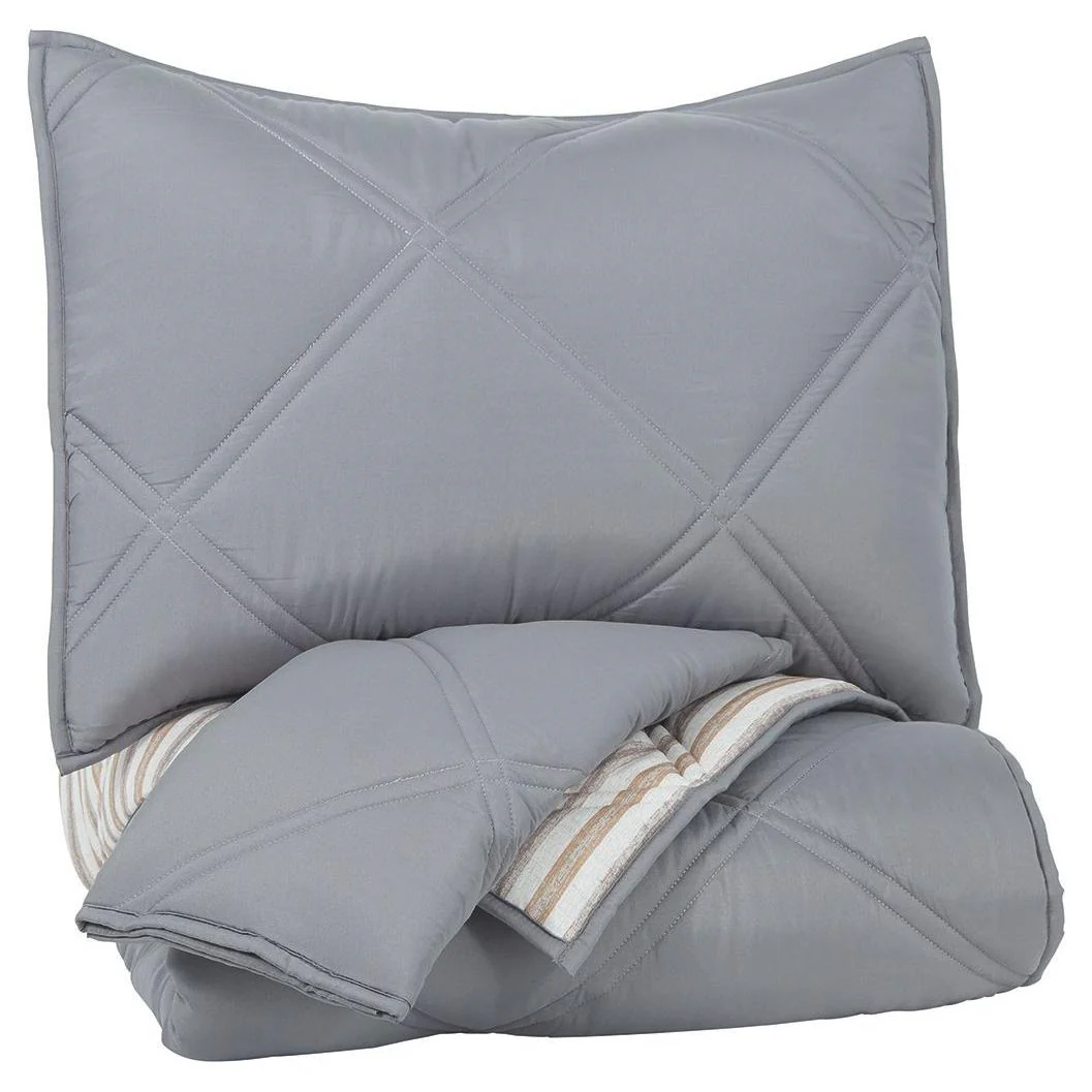 Rhey - Tan/brown/gray - Twin Comforter Set