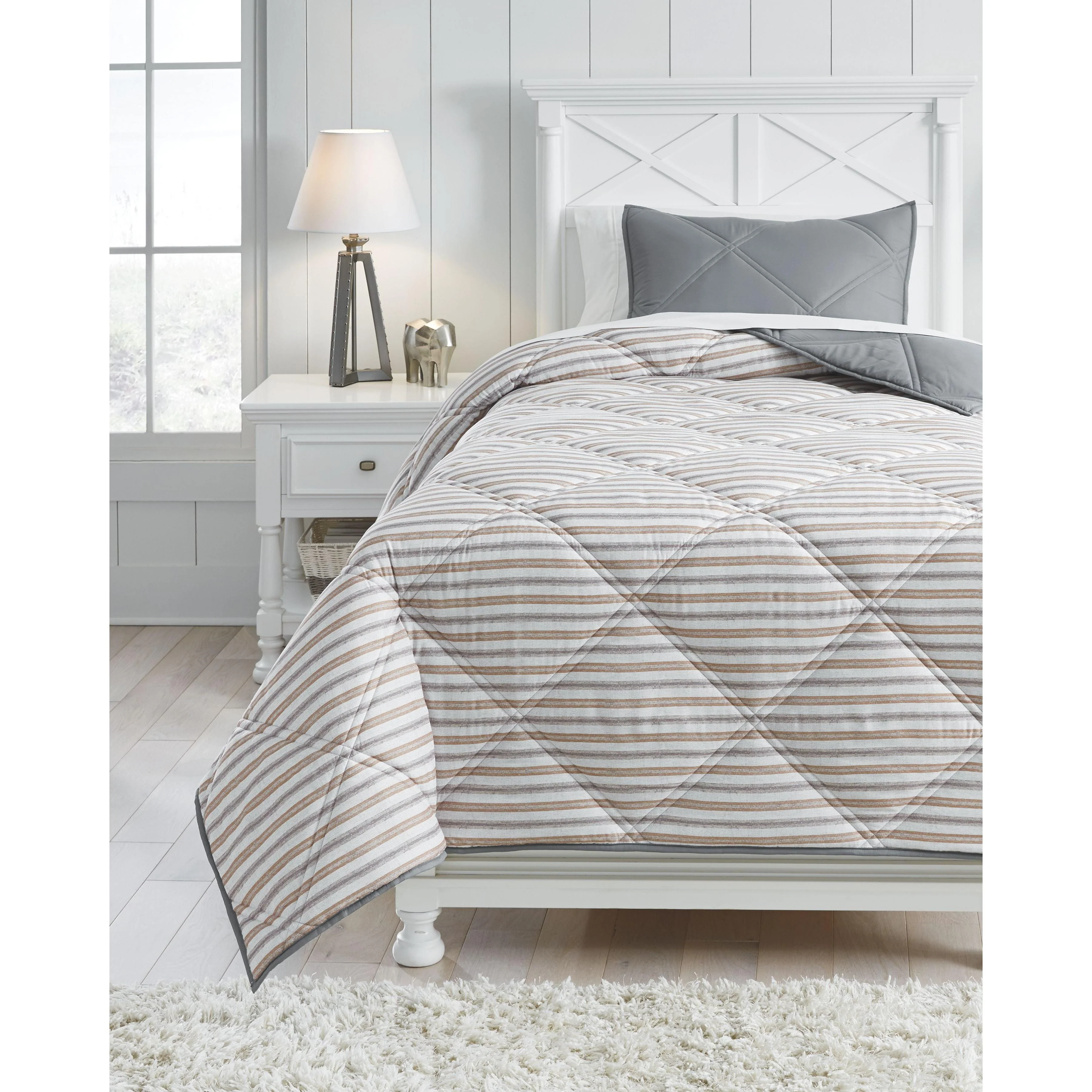 Rhey - Tan/brown/gray - Twin Comforter Set - Image 4