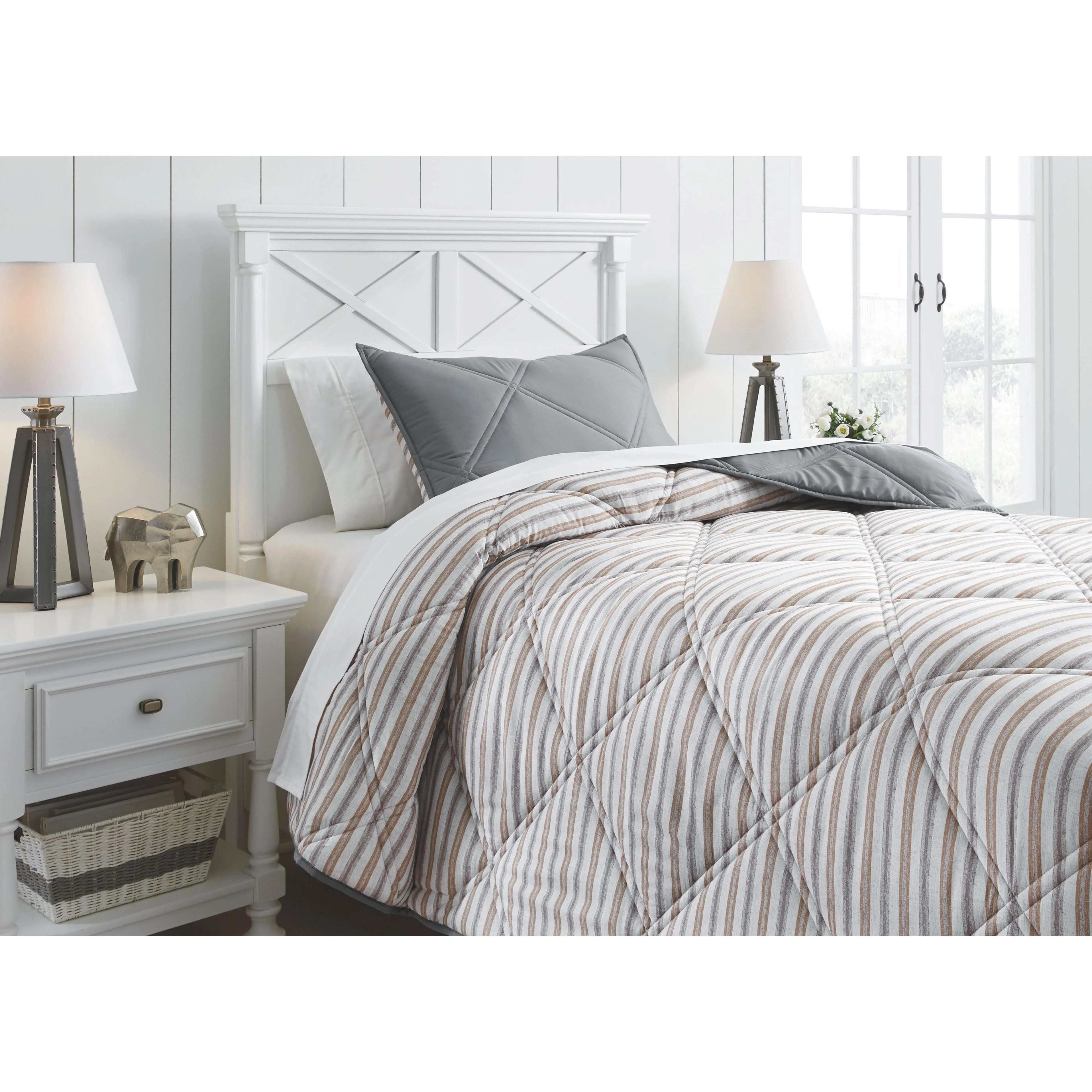 Rhey - Tan/brown/gray - Twin Comforter Set - Image 6