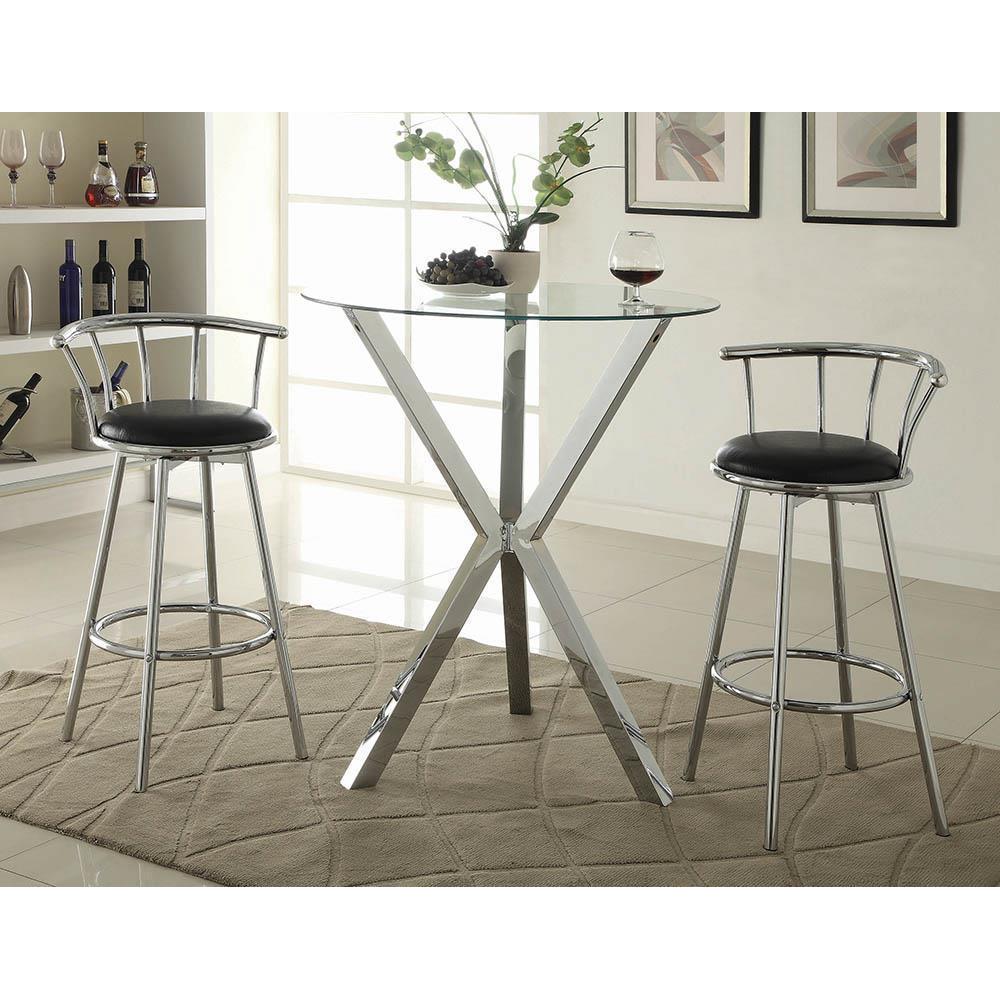 Round Glass Top Bar Table - Silver - Image 7
