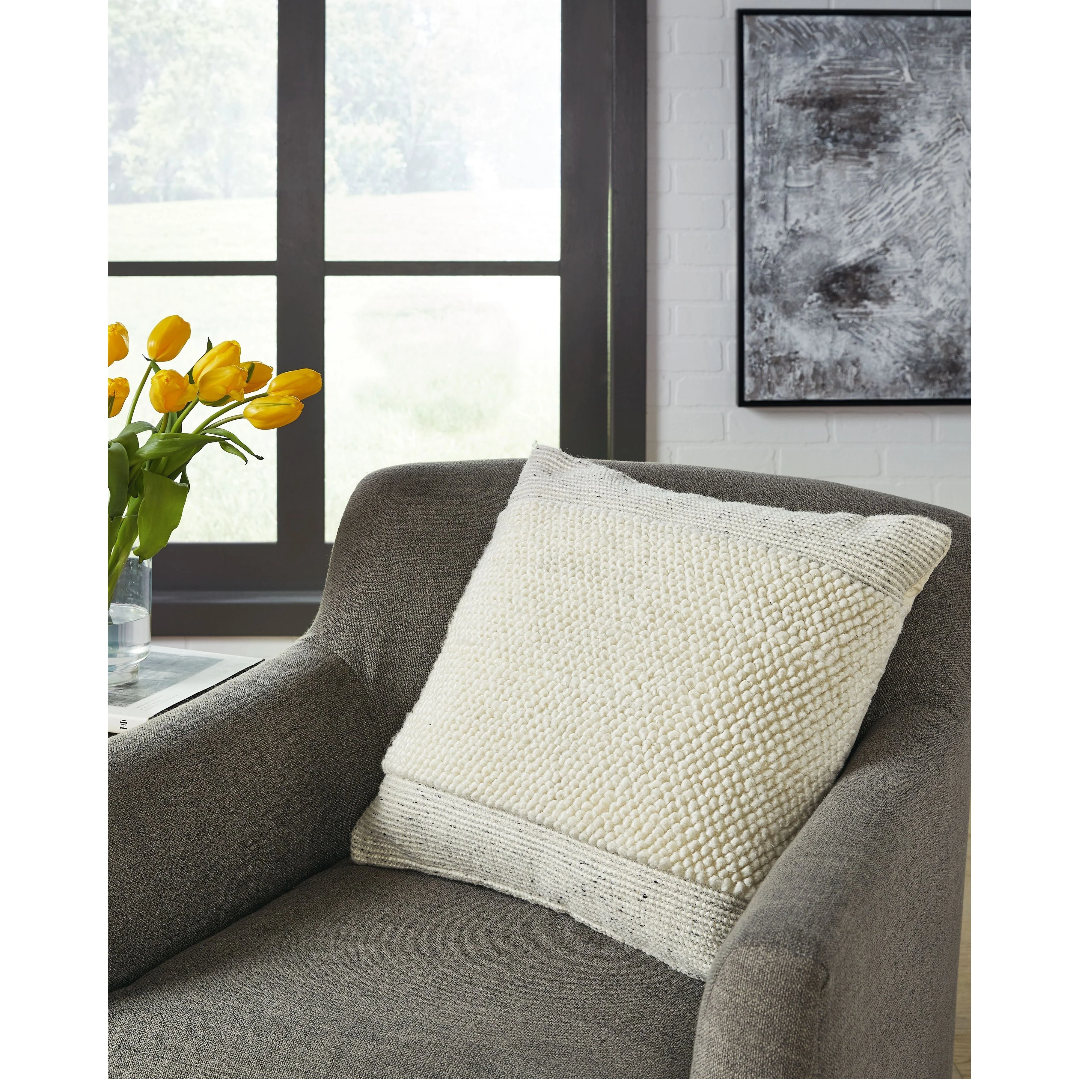 Rowcher - Gray/white - Pillow - Image 7