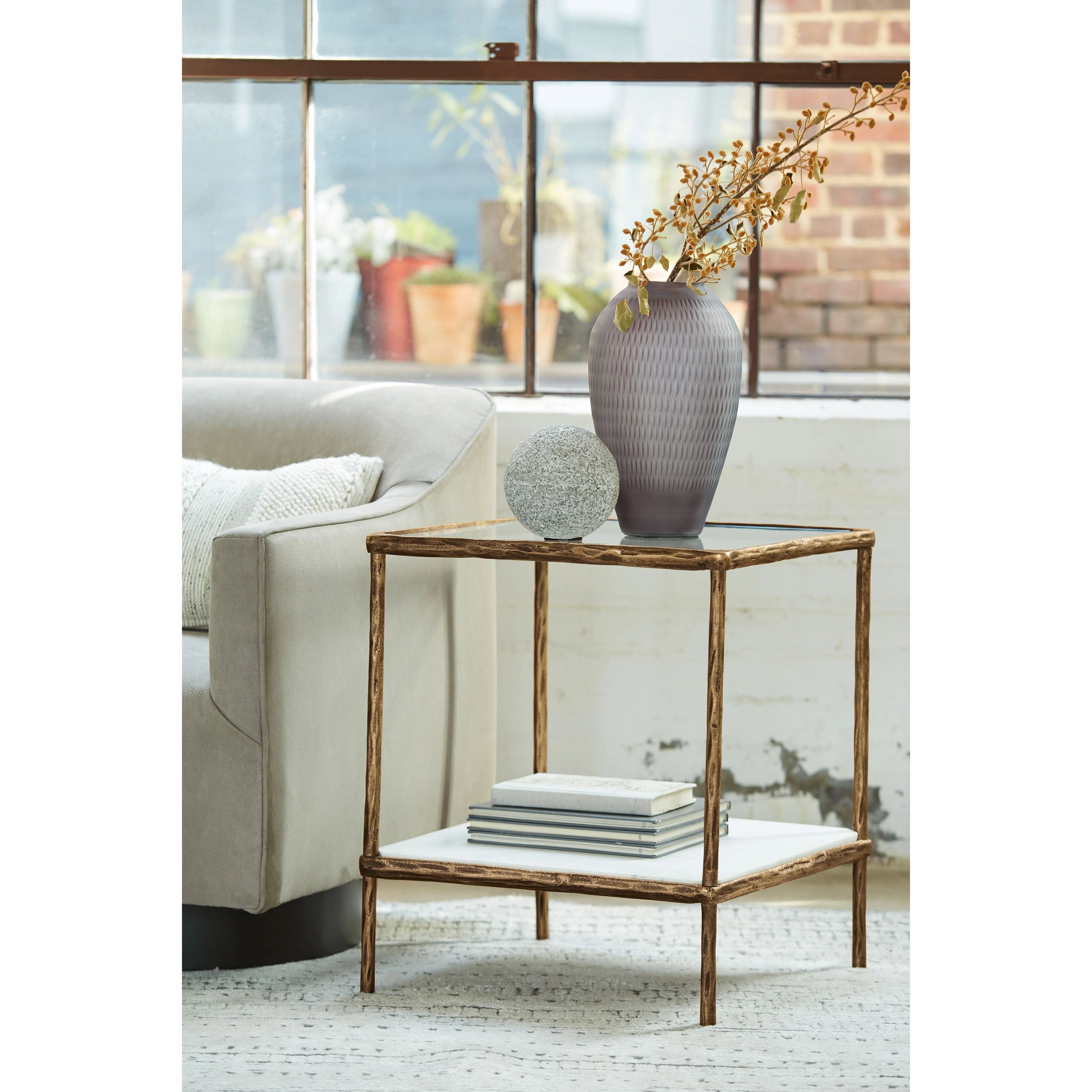 Ryandale - Antique Brass Finish - Accent Table - Image 2