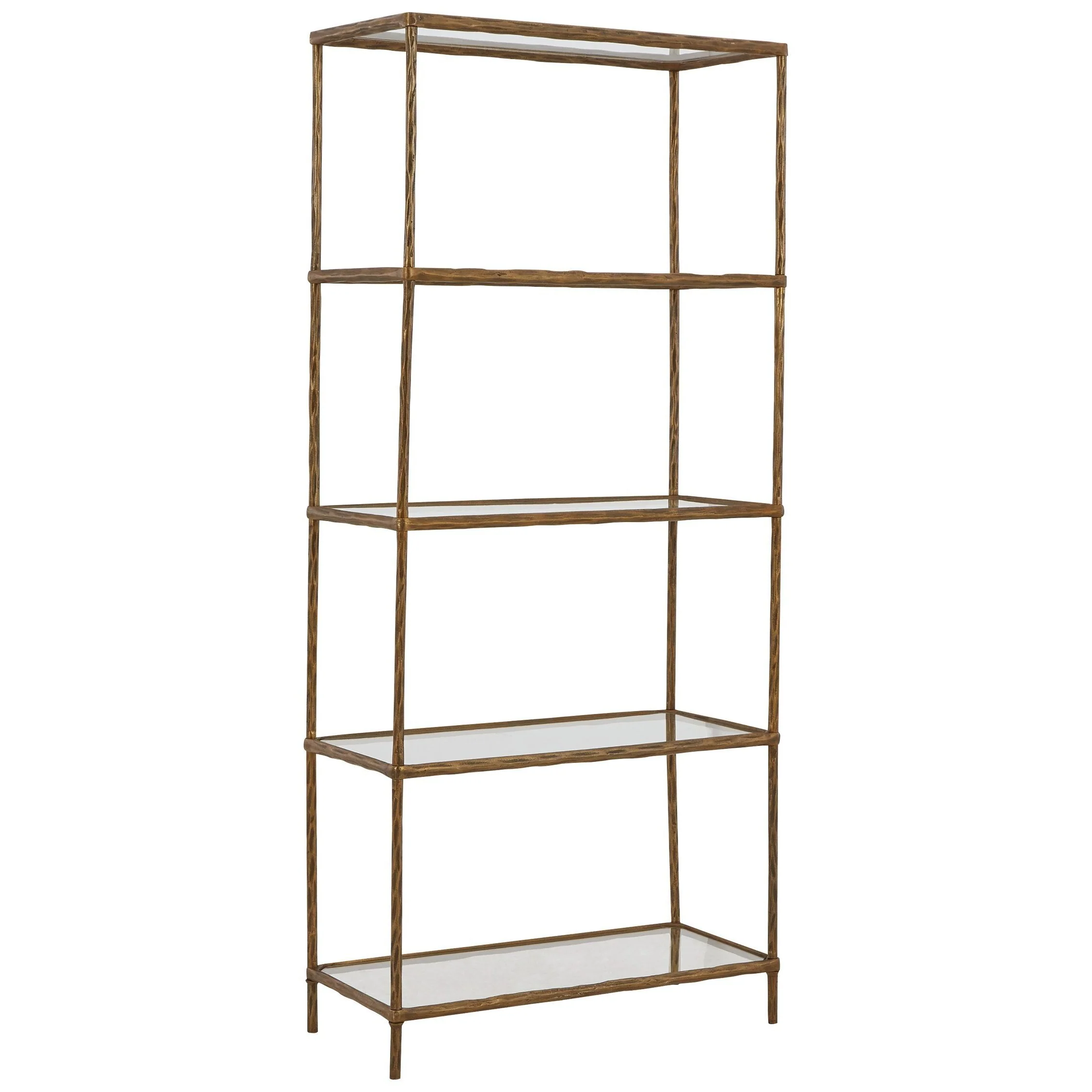 Ashley Ryandale Bookcase in Antique Brass Finish 32.25" W x 14.75" D x 72.5" H