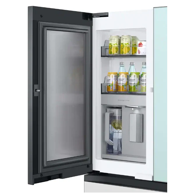 Samsung Bespoke 29 cu. ft 4-Door French Door Refrigerator with Beverage Center - Morning Blue Glass - Image 4