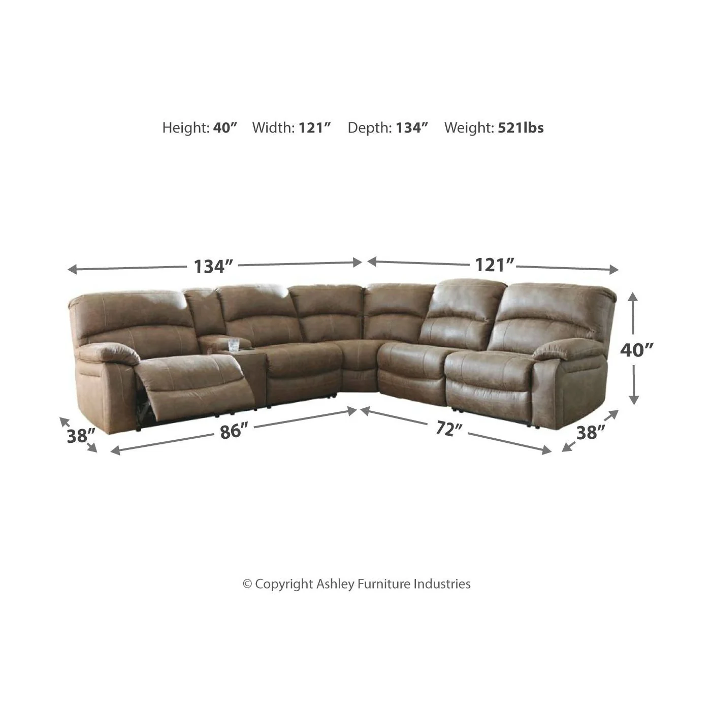 Segburg - Driftwood - Left Arm Facing Power Sofa 4 Pc Sectional - Image 3