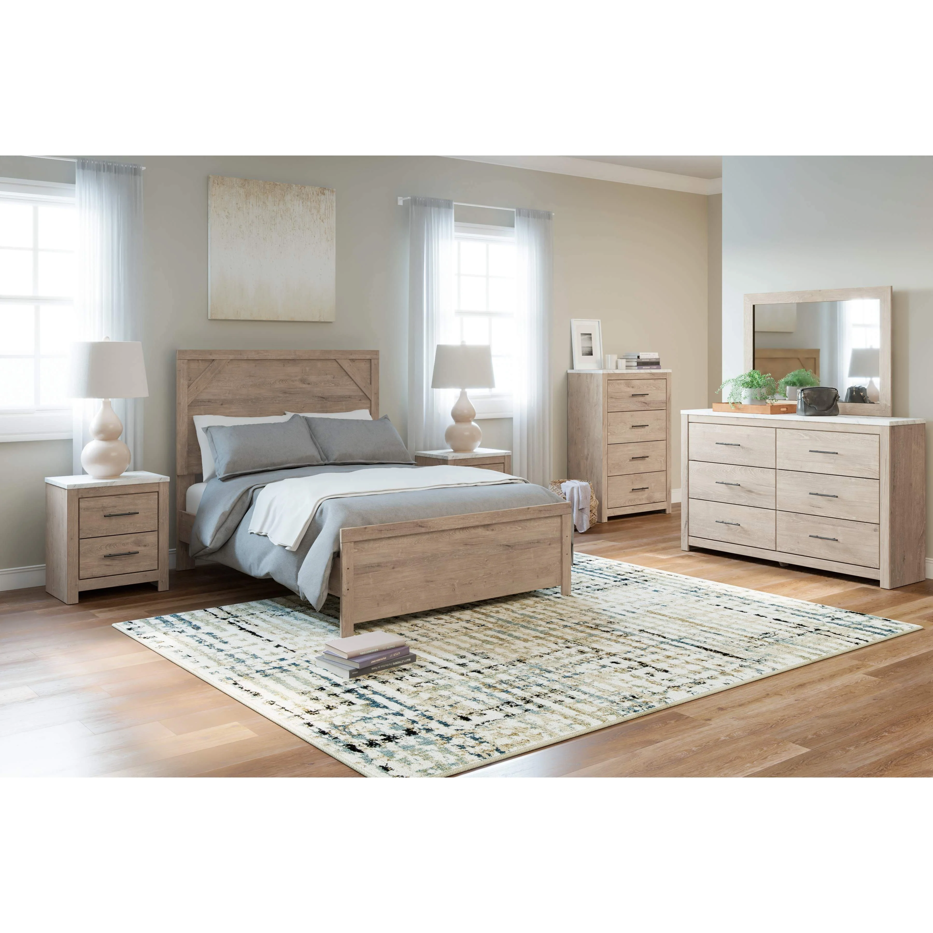 Senniberg - Light Brown/white - Bedroom Mirror - Image 2