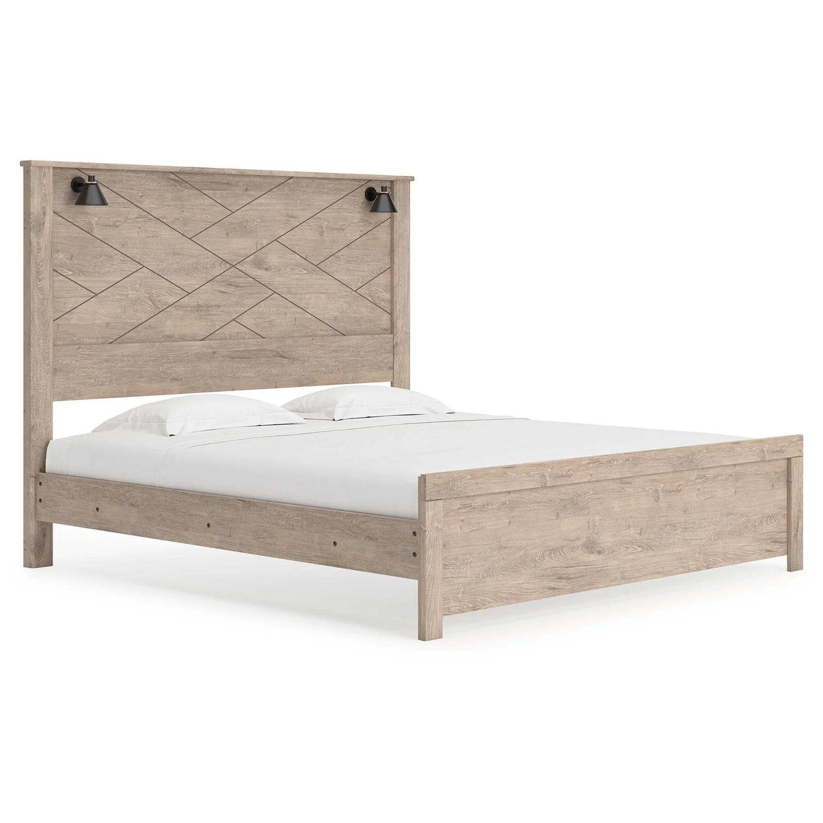 Senniberg - Light Brown/white - King Panel Bed - Image 3