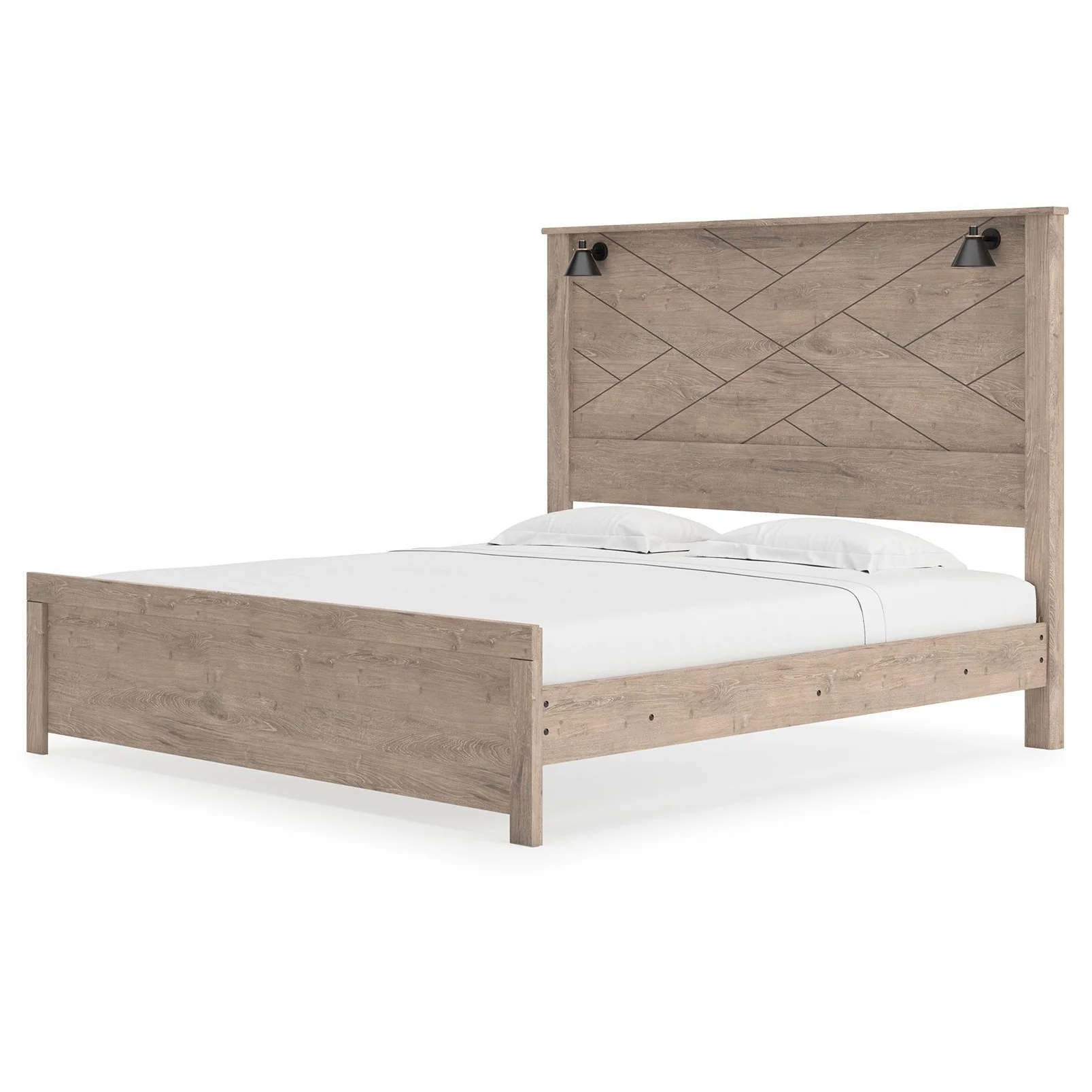 Senniberg - Light Brown/white - King Panel Bed - Image 5