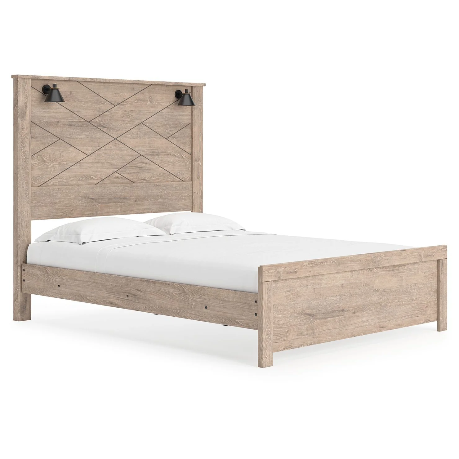 Senniberg - Light Brown/white - Queen Panel Bed - Image 3