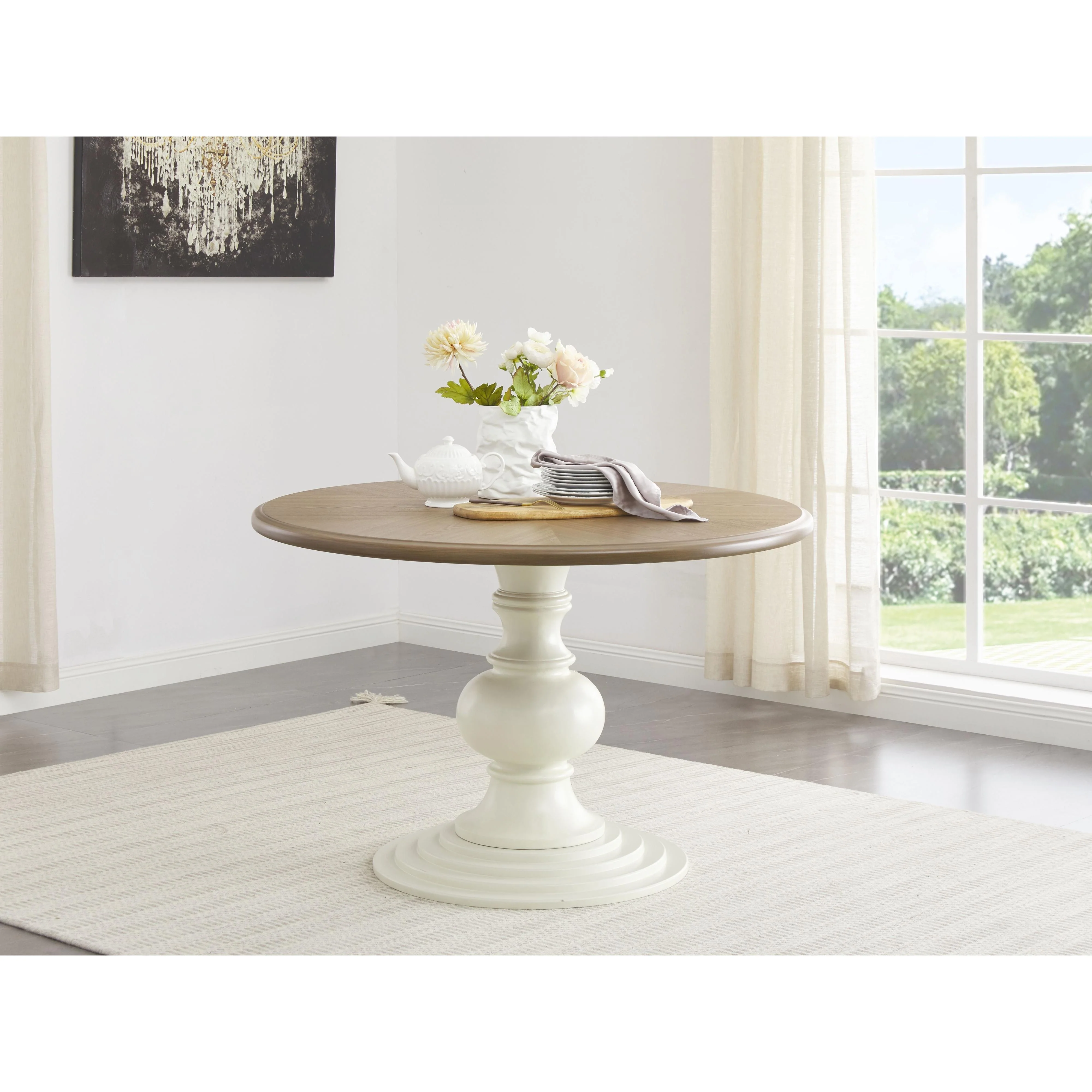 Shatayne - Antique Cream - Round Drm Pedestal Table Top