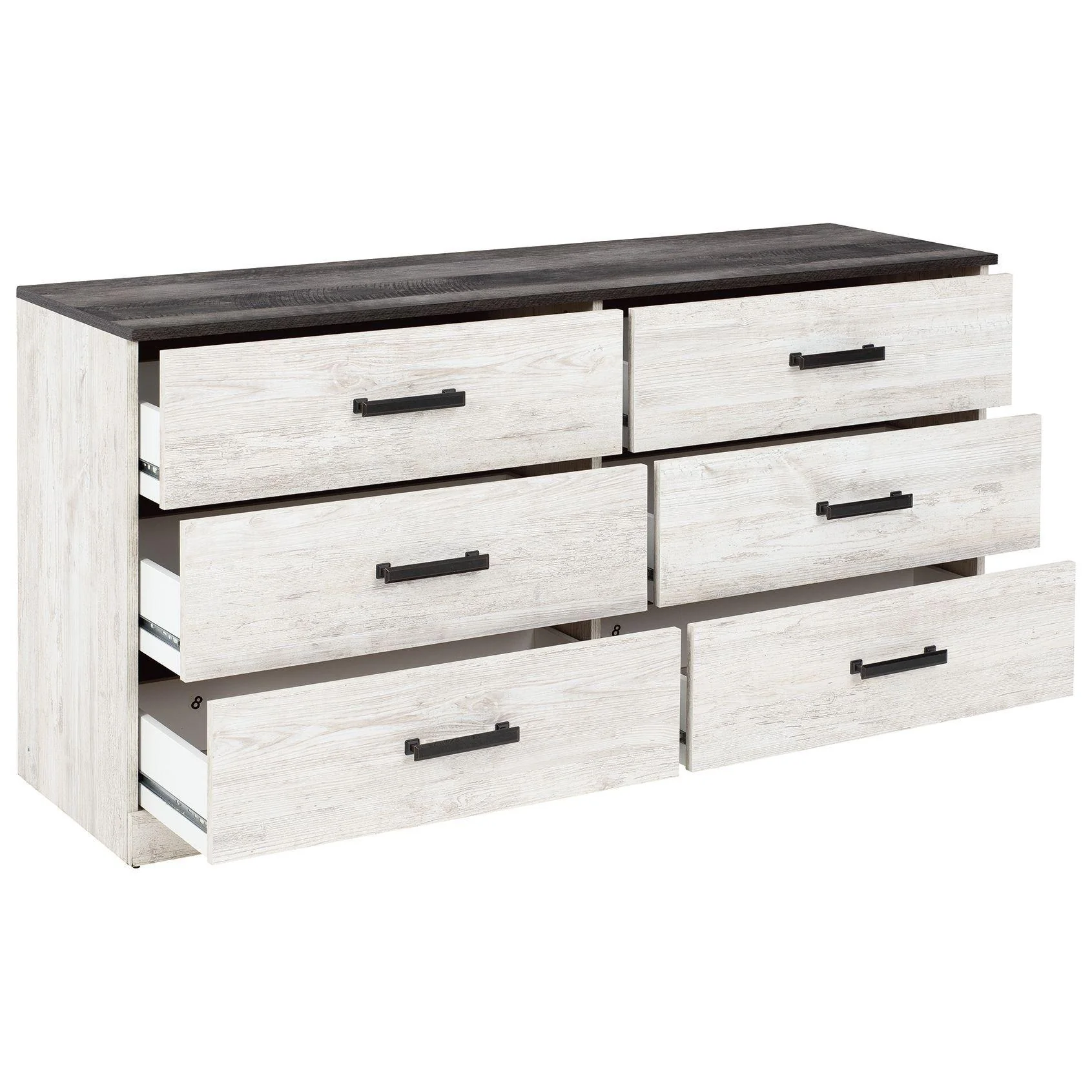 Shawburn - White / Black / Gray - Six Drawer Dresser - Pewter-tone Pulls - Image 3