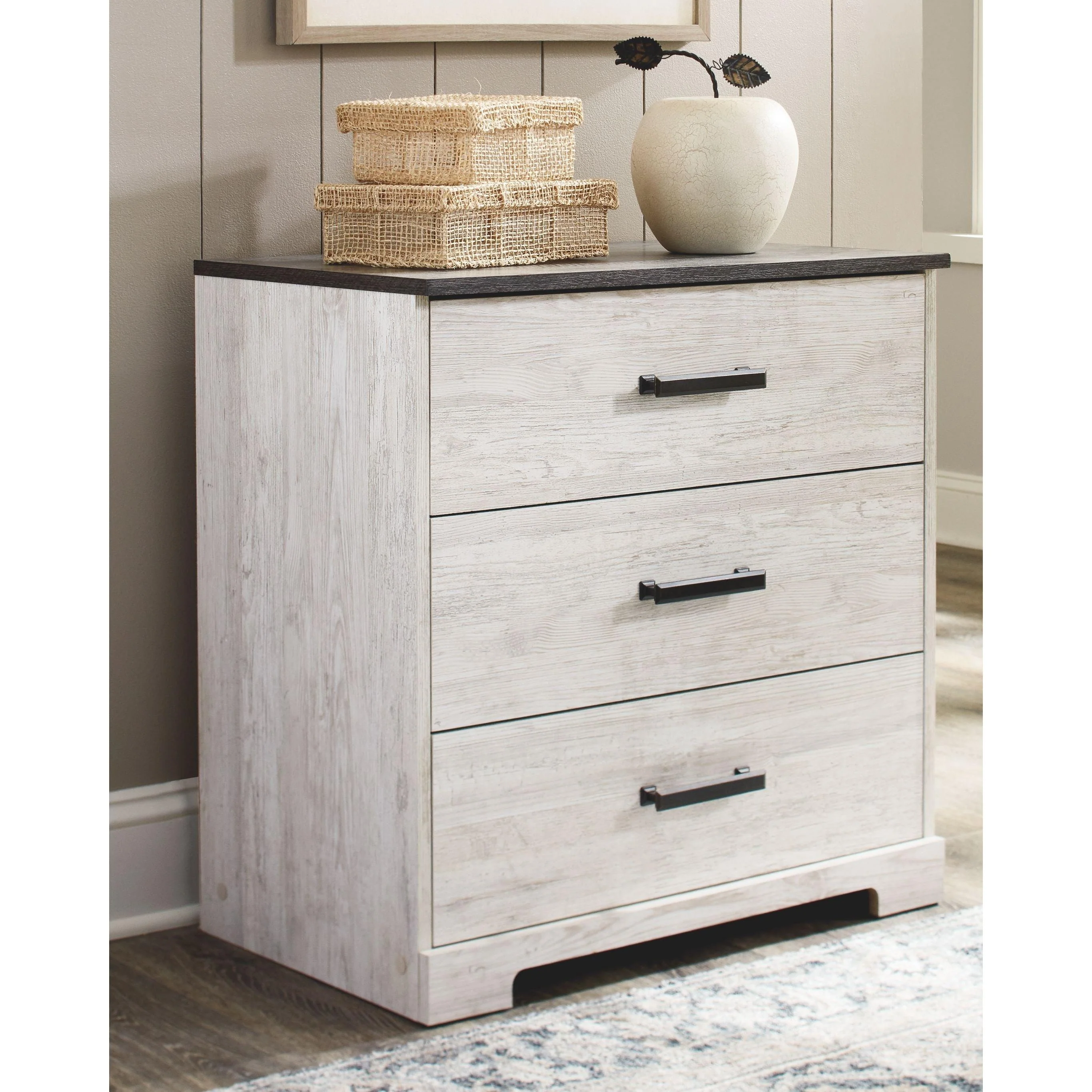 Shawburn - White / Black / Gray - Three Drawer Chest - Image 2