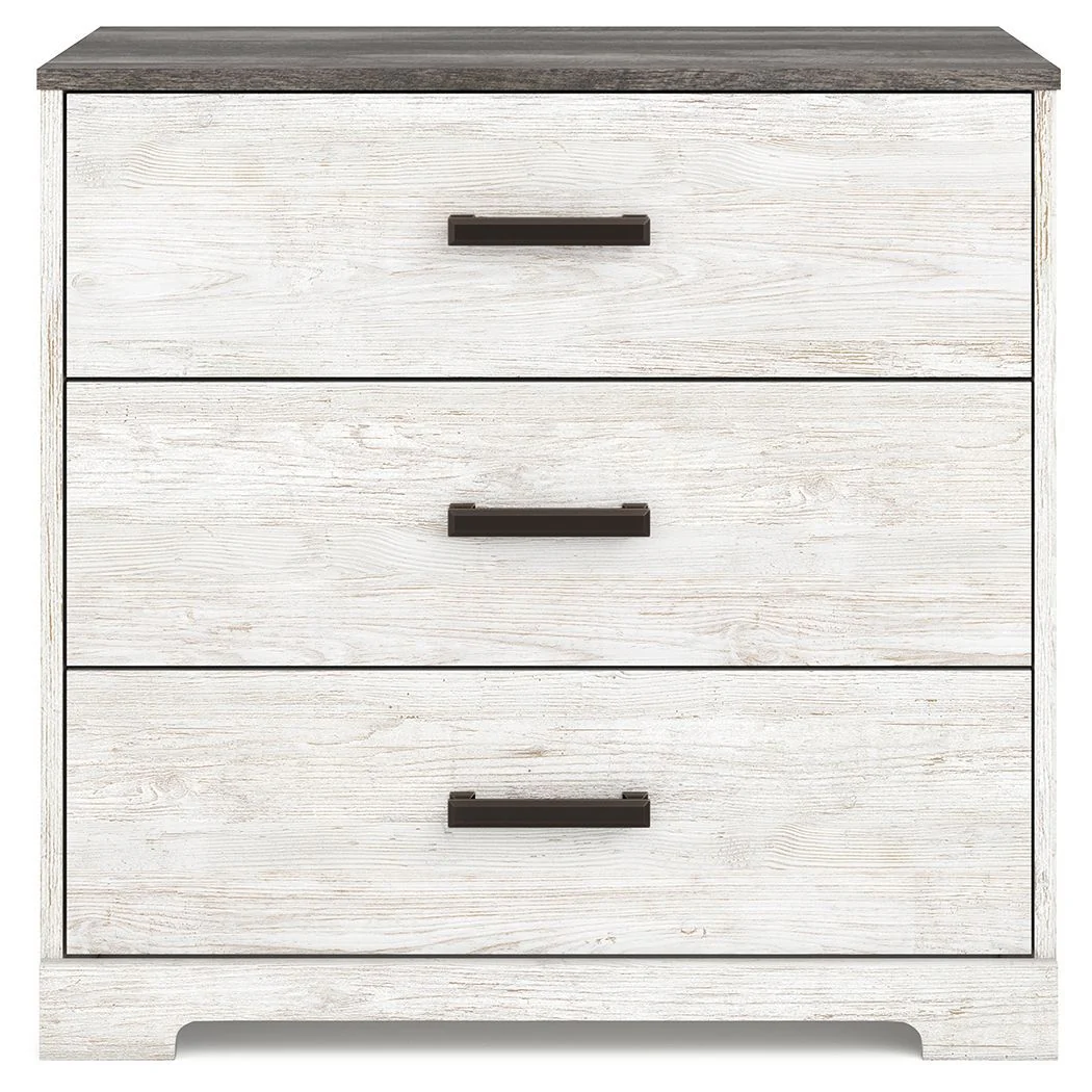 Shawburn - White/dark Charcoal Gray - Three Drawer Chest - Vinyl-wrapped - Image 3