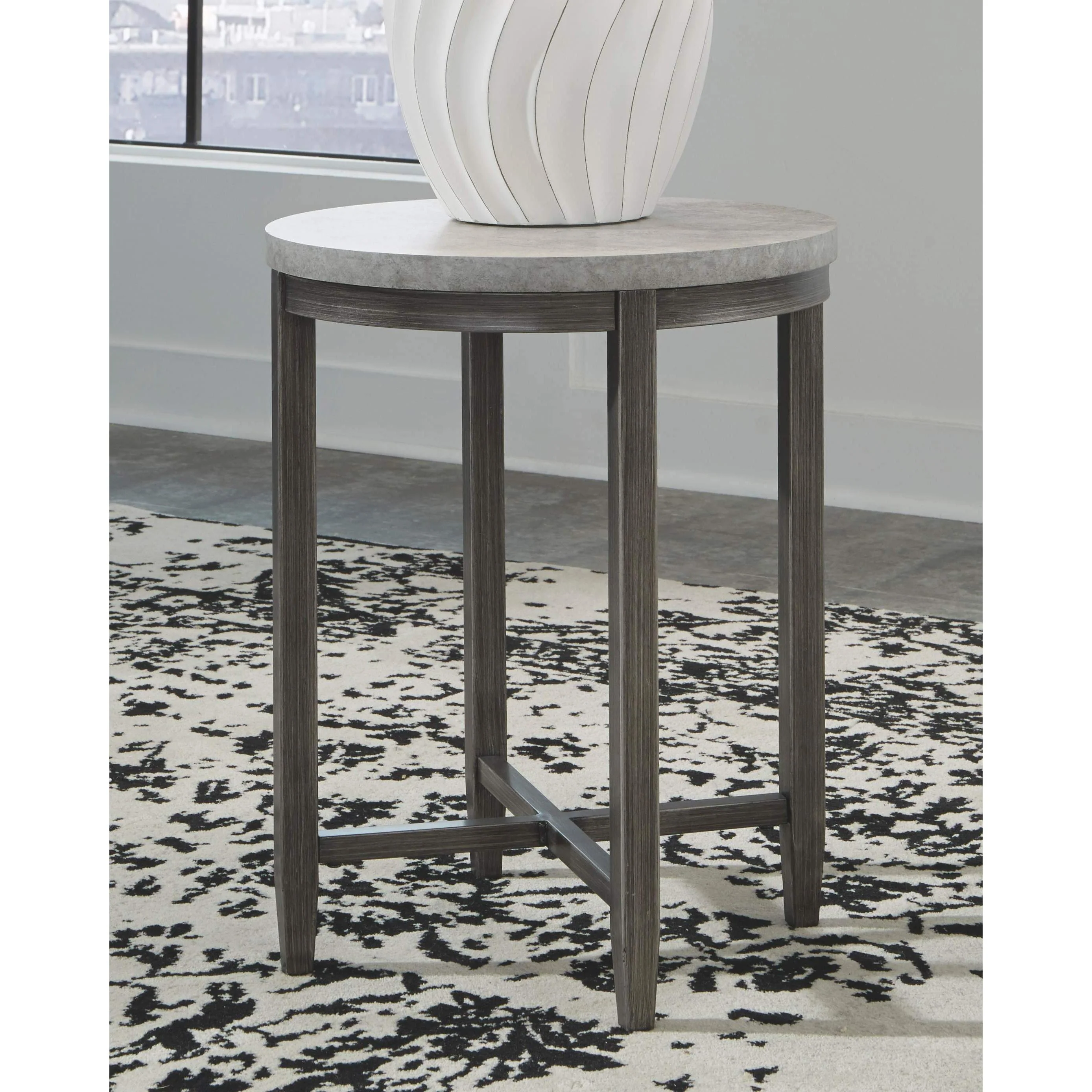 Shybourne - Gray/aged Bronze - Round End Table - Image 2